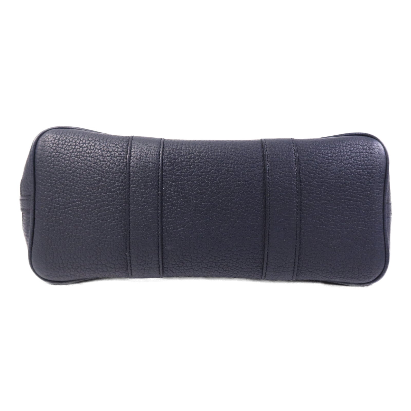 HERMES 帆布Garden Party TPM銀扣手挽袋Bleu Nuit/Ebene