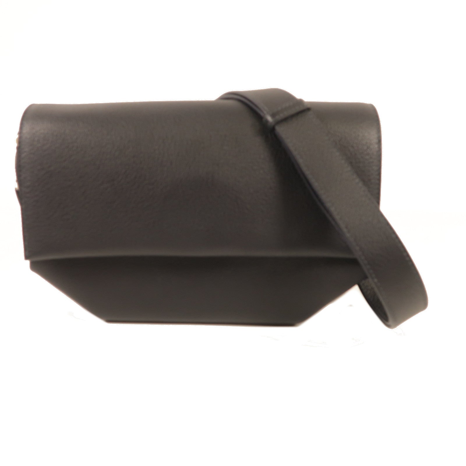 HERMES PHW Opli 24 Shoulder Bag Clemence Leather Black