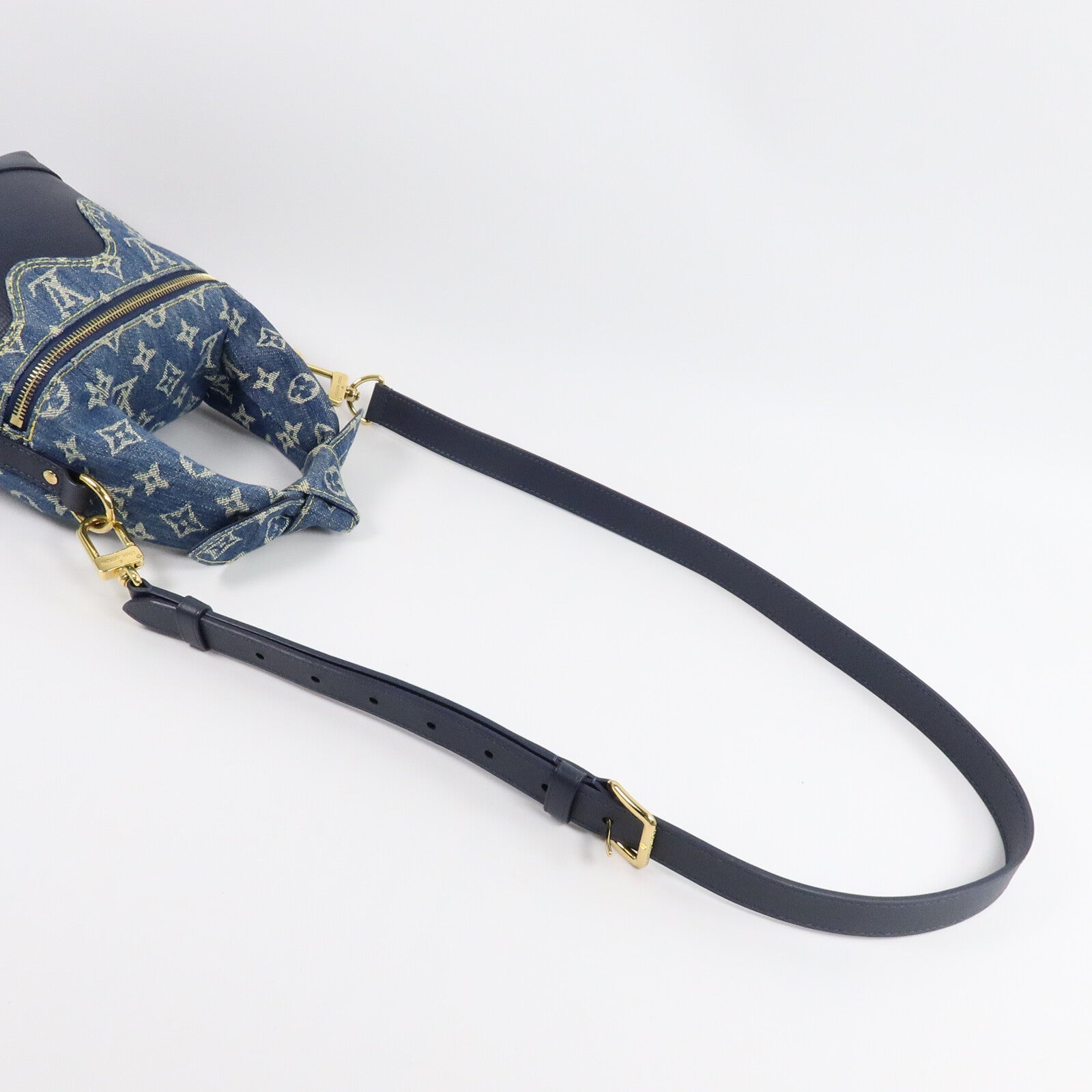LOUIS VUITTON Monogram Denim/Taurillon Japanese Cruiser手挽肩背兩用袋