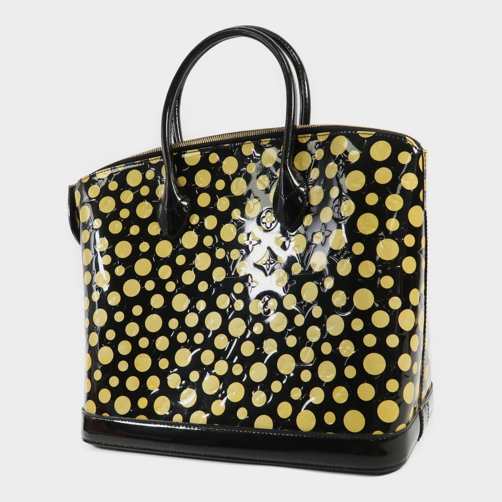 LOUIS VUITTON Vernis皮革Lockit MM Yayoi Kusama金扣手挽袋