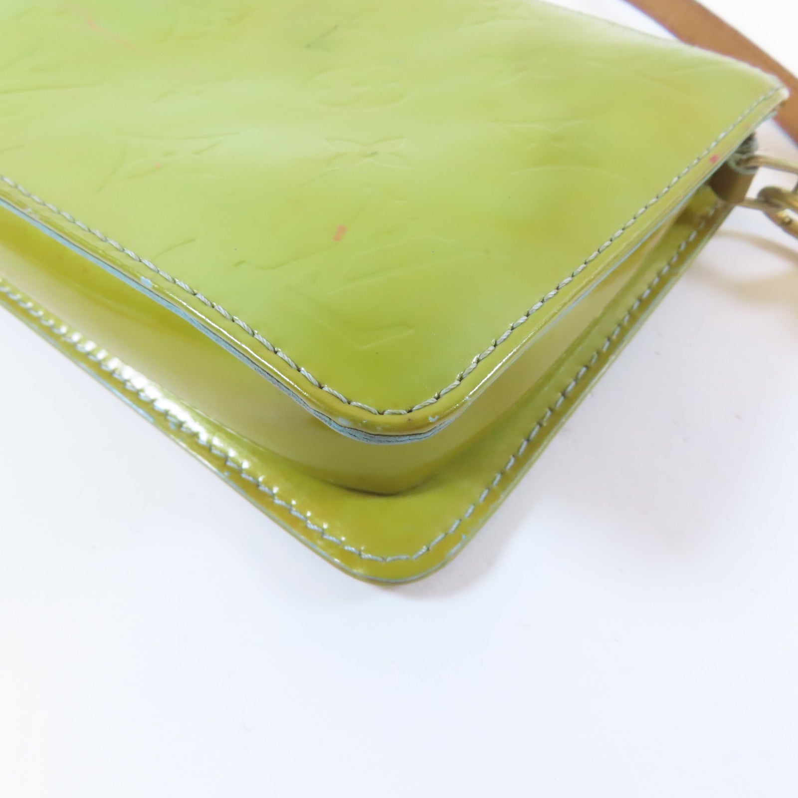 LOUIS VUITTON Monogram Vernis Pochette Accessories Tote Bag金扣手挽袋綠色