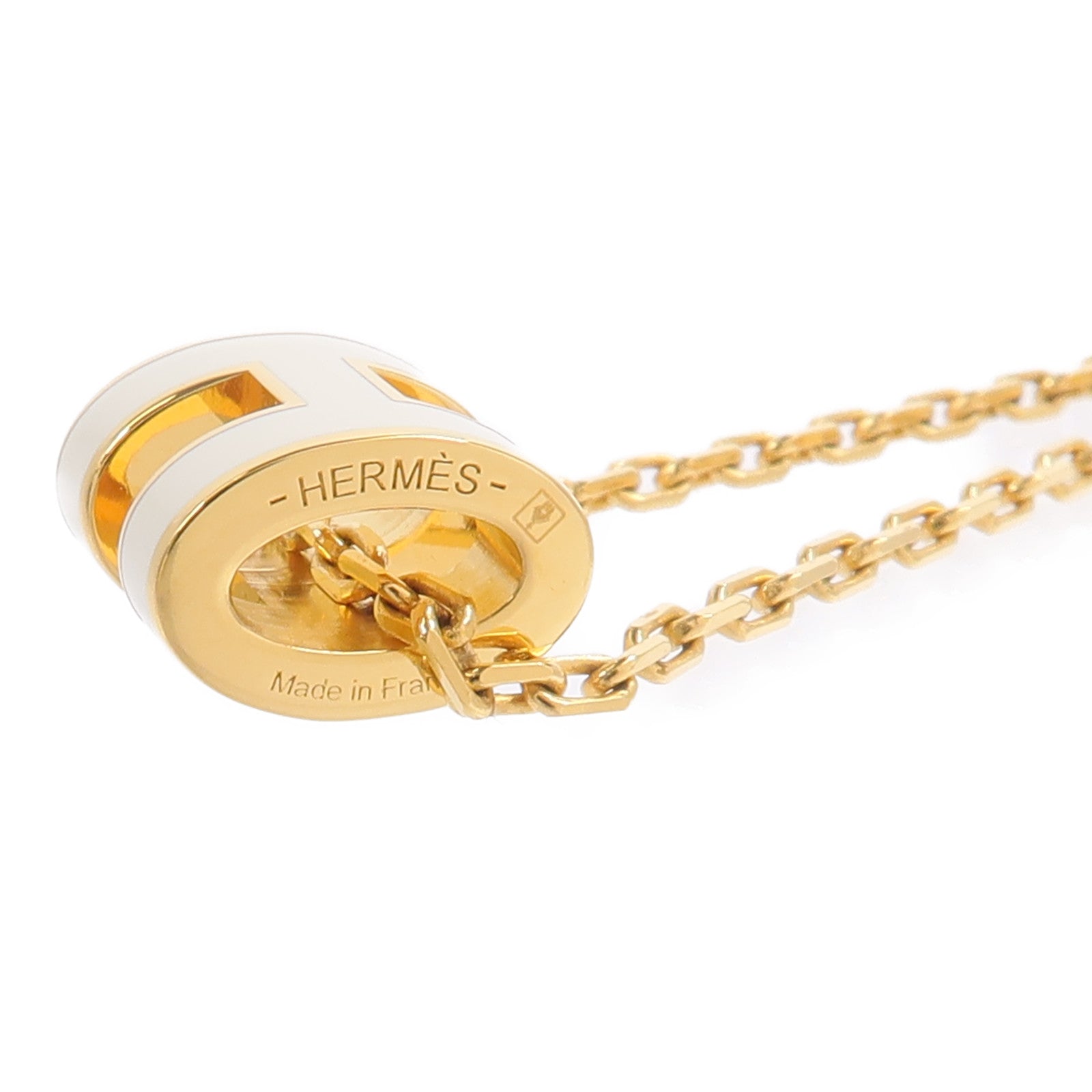 HERMES 金屬Mini Pop H Necklace項鍊Blanc