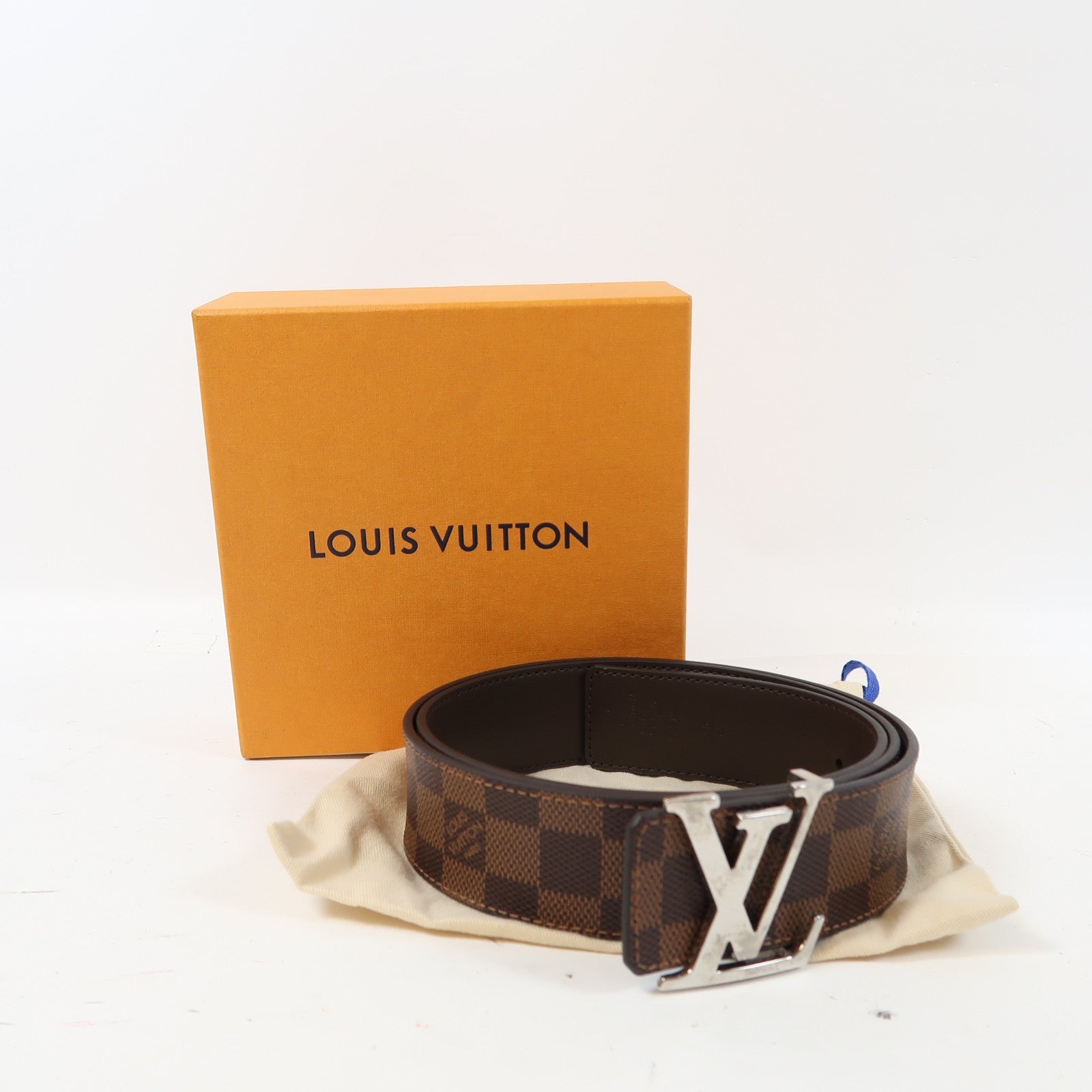 LOUIS VUITTON Damier Ebene Initiales 40mm Belt銀扣皮帶啡色