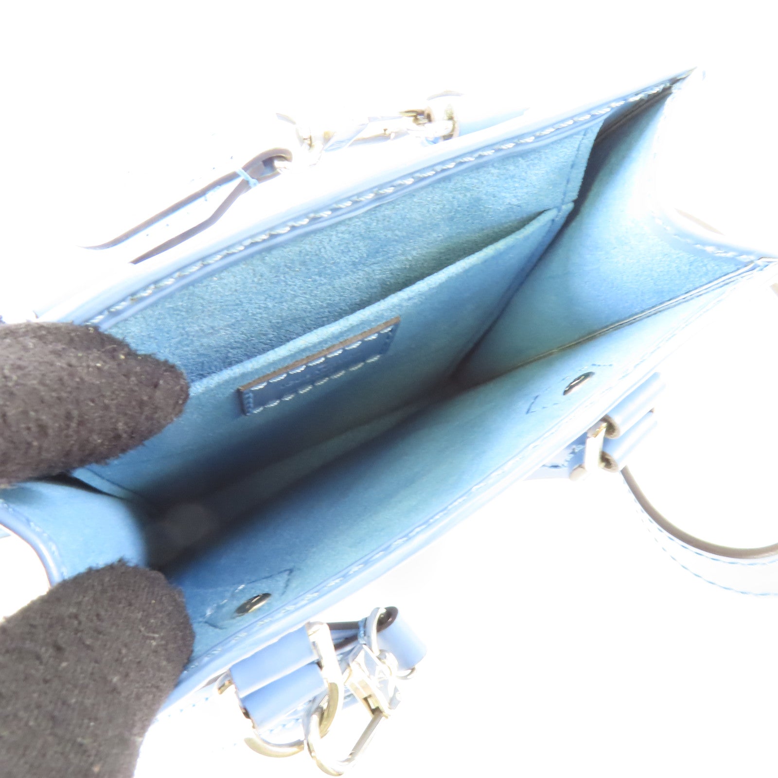 LOUIS VUITTON Epi Petit Sac Plat銀扣手挽肩背兩用袋