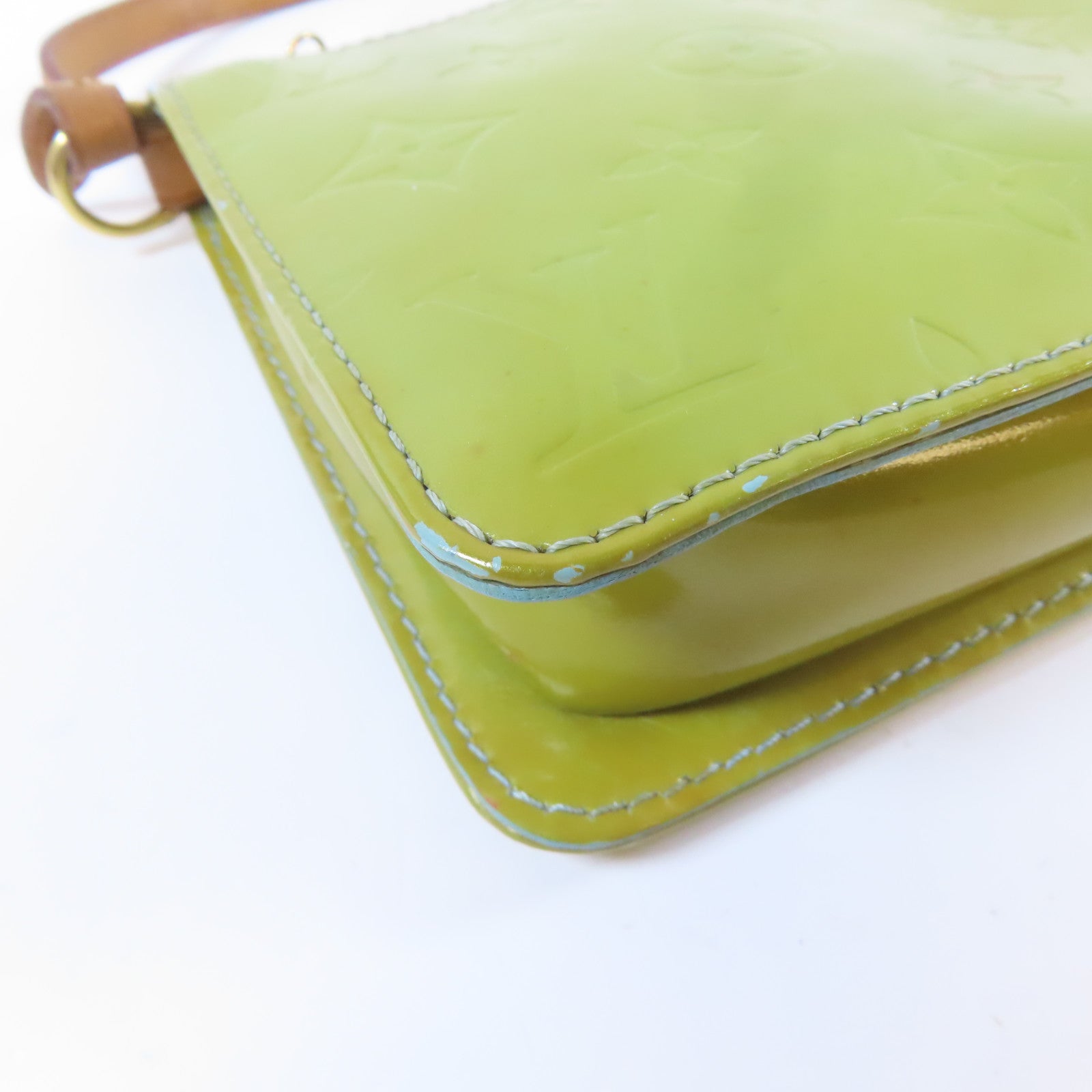 LOUIS VUITTON Monogram Vernis Pochette Accessories Tote Bag金扣手挽袋綠色