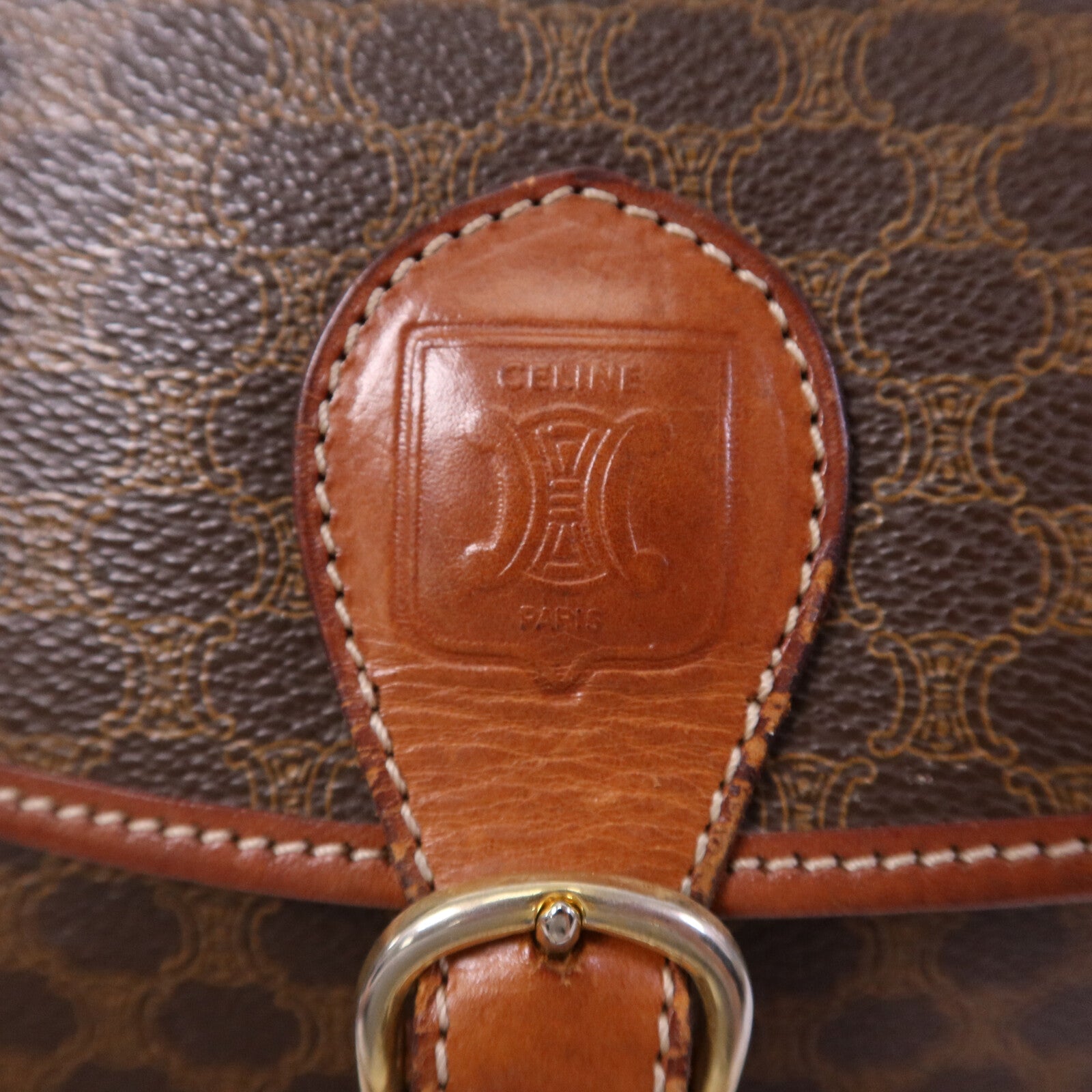 CELINE 塗層帆布Vintage Madama金扣肩背袋