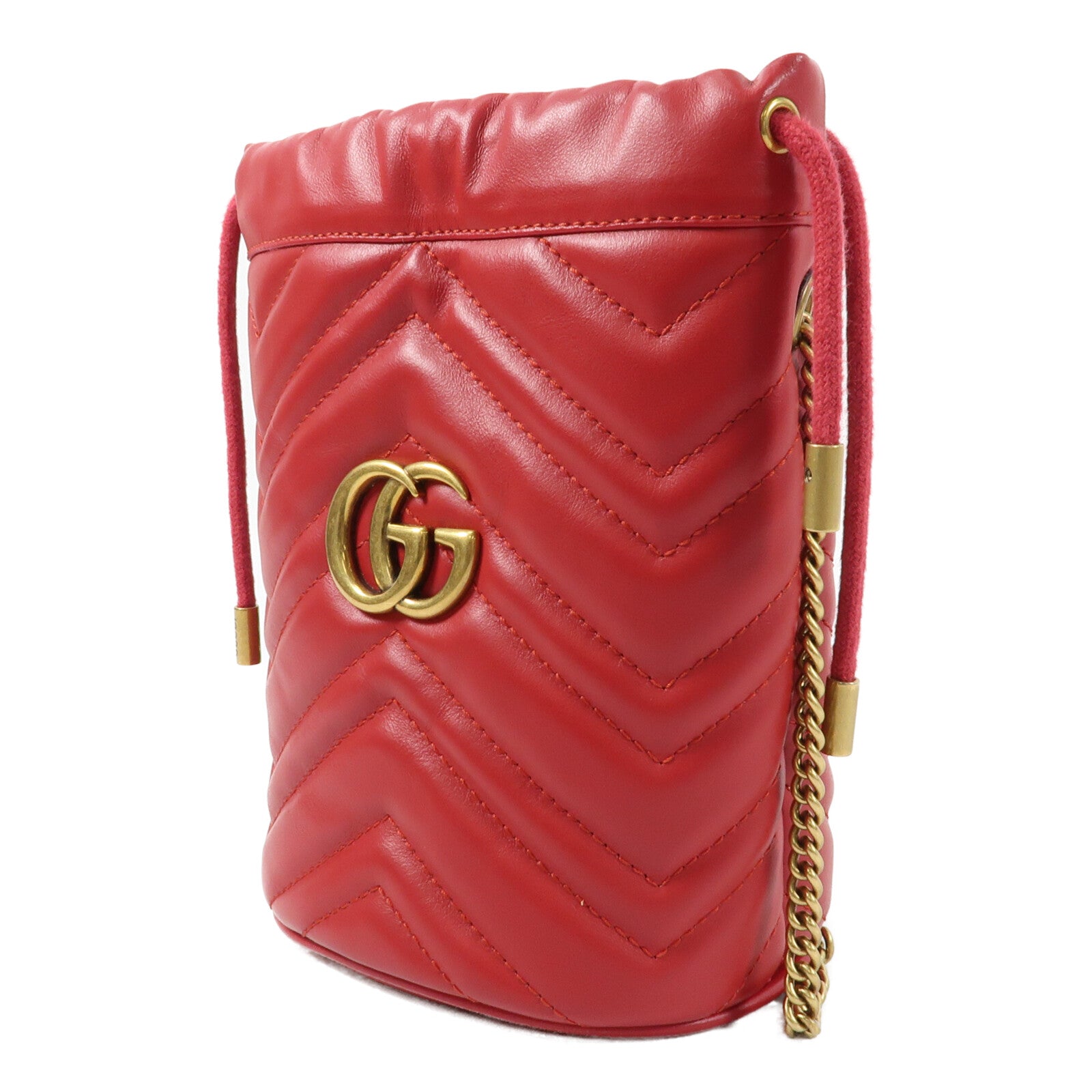 GUCCI 牛皮皮革GG Marmont Bucket鏈帶肩背袋