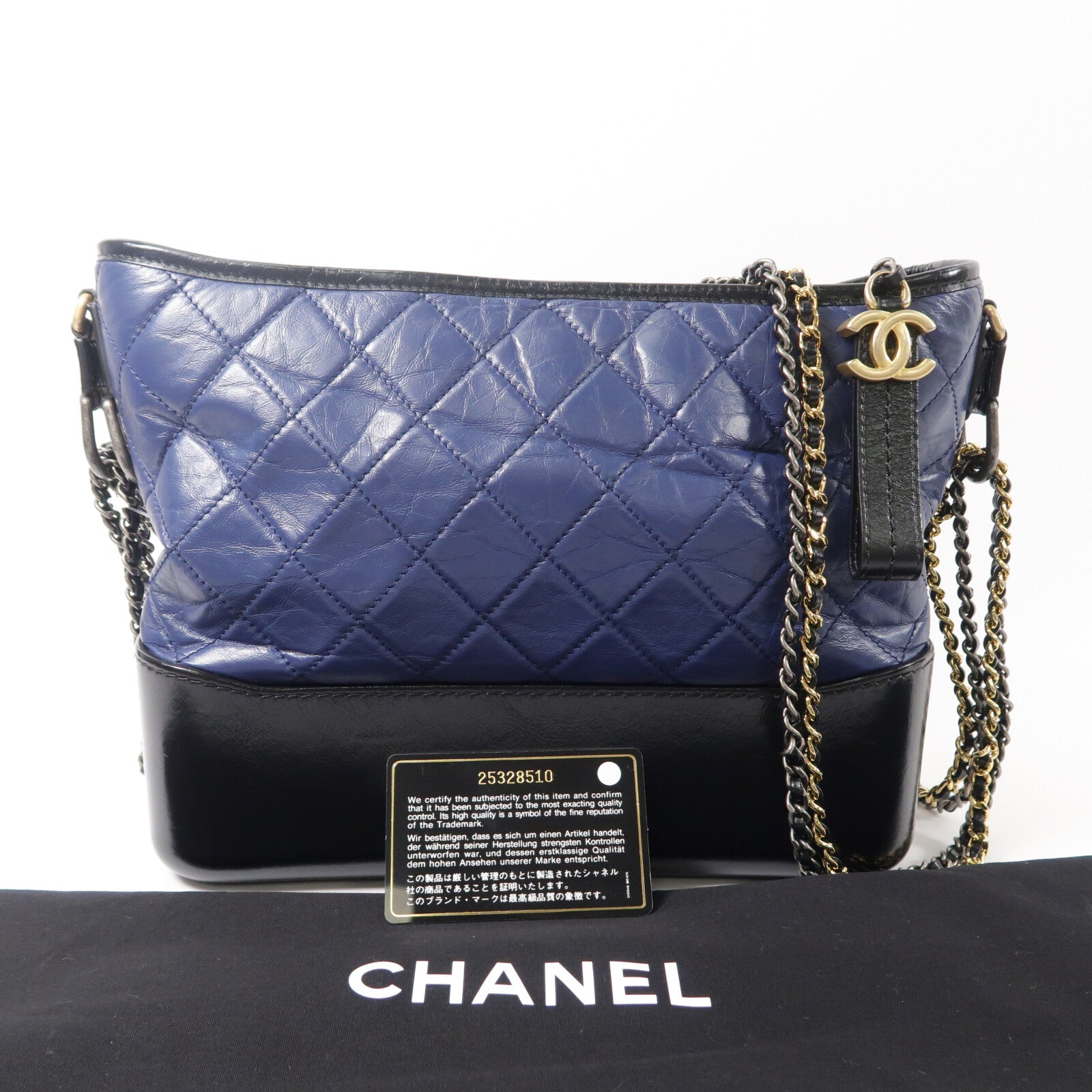 CHANEL 牛皮皮革Gabrielle Medium鏈帶肩背袋