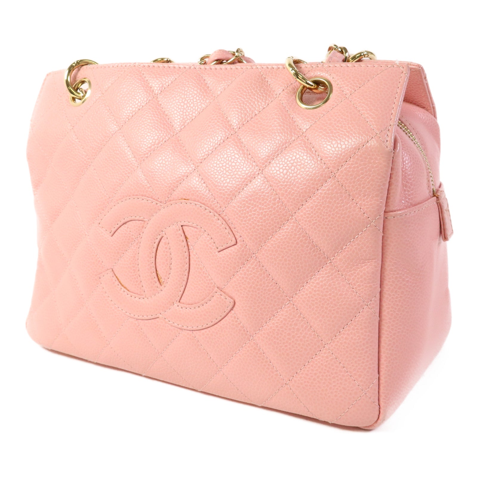 CHANEL 牛皮皮革Petite Timeless Tote Bag金扣鏈帶肩背袋