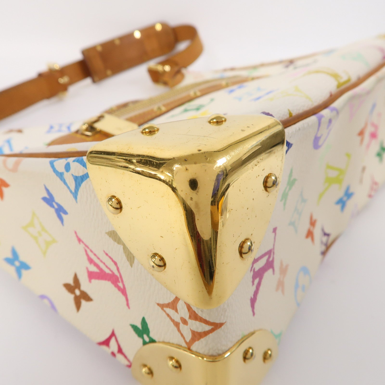 LOUIS VUITTON Monogram Multicolore Boulogne金扣肩背袋白色
