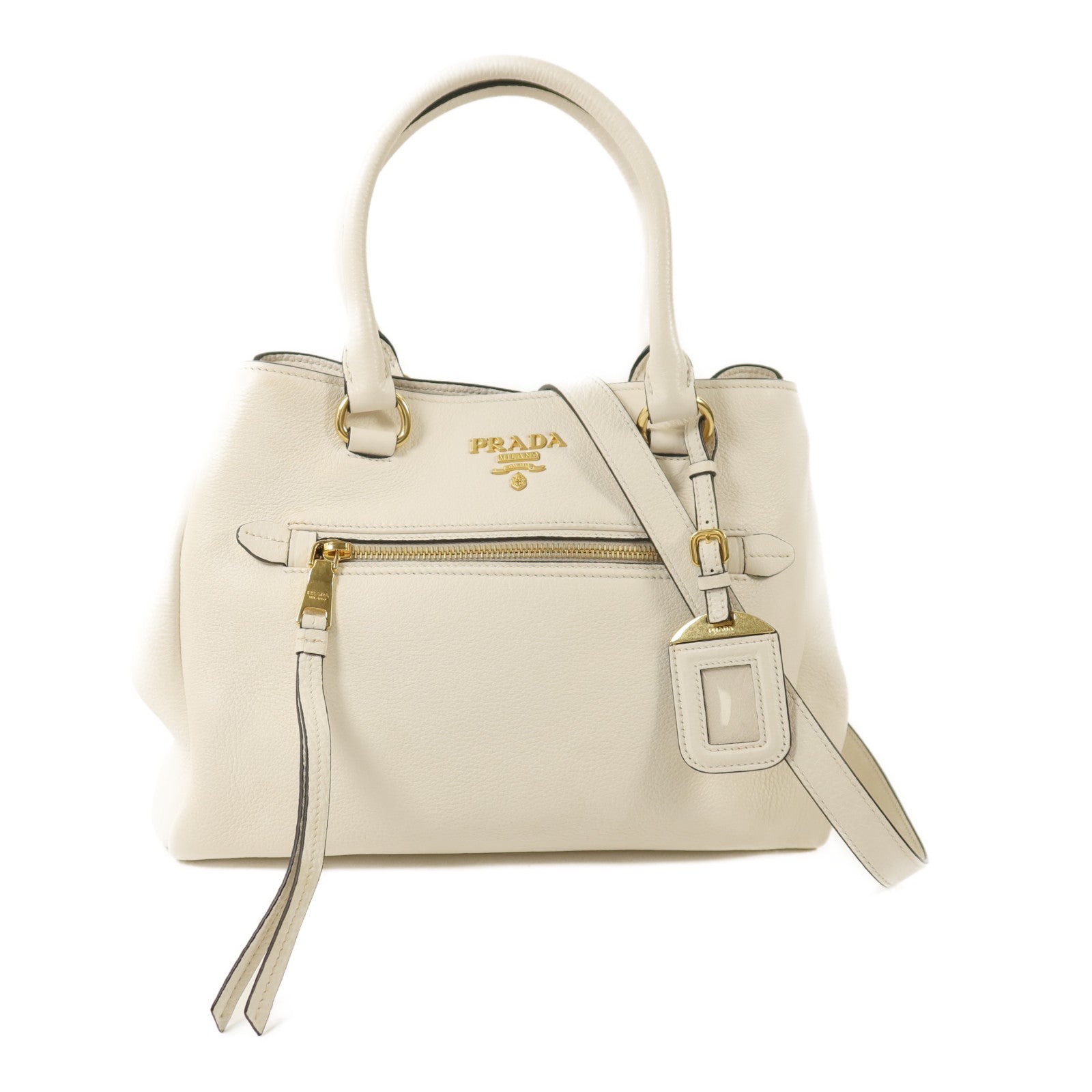 PRADA 牛皮皮革Shoulder Bag金扣手挽肩背兩用袋