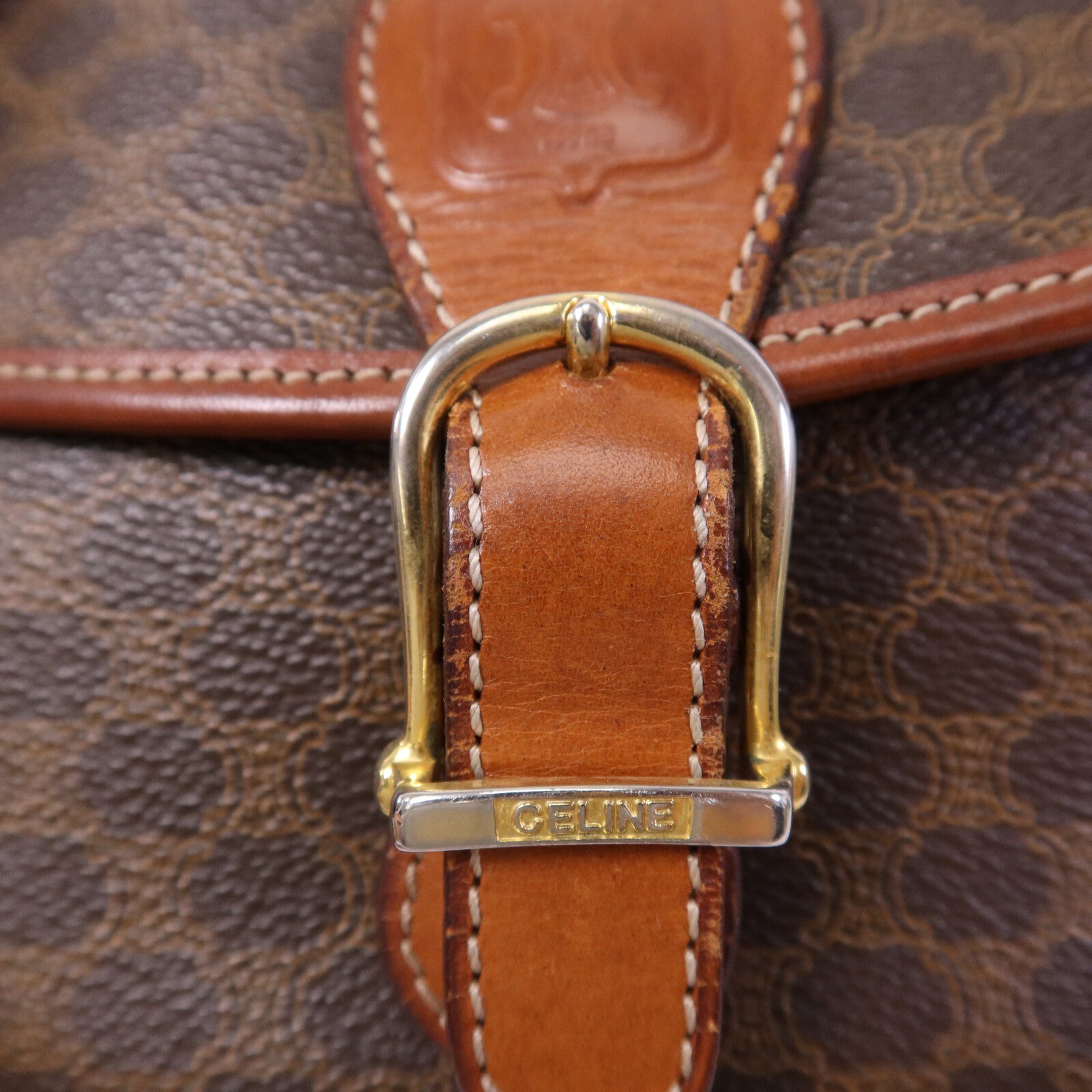 CELINE 塗層帆布Vintage Madama金扣肩背袋