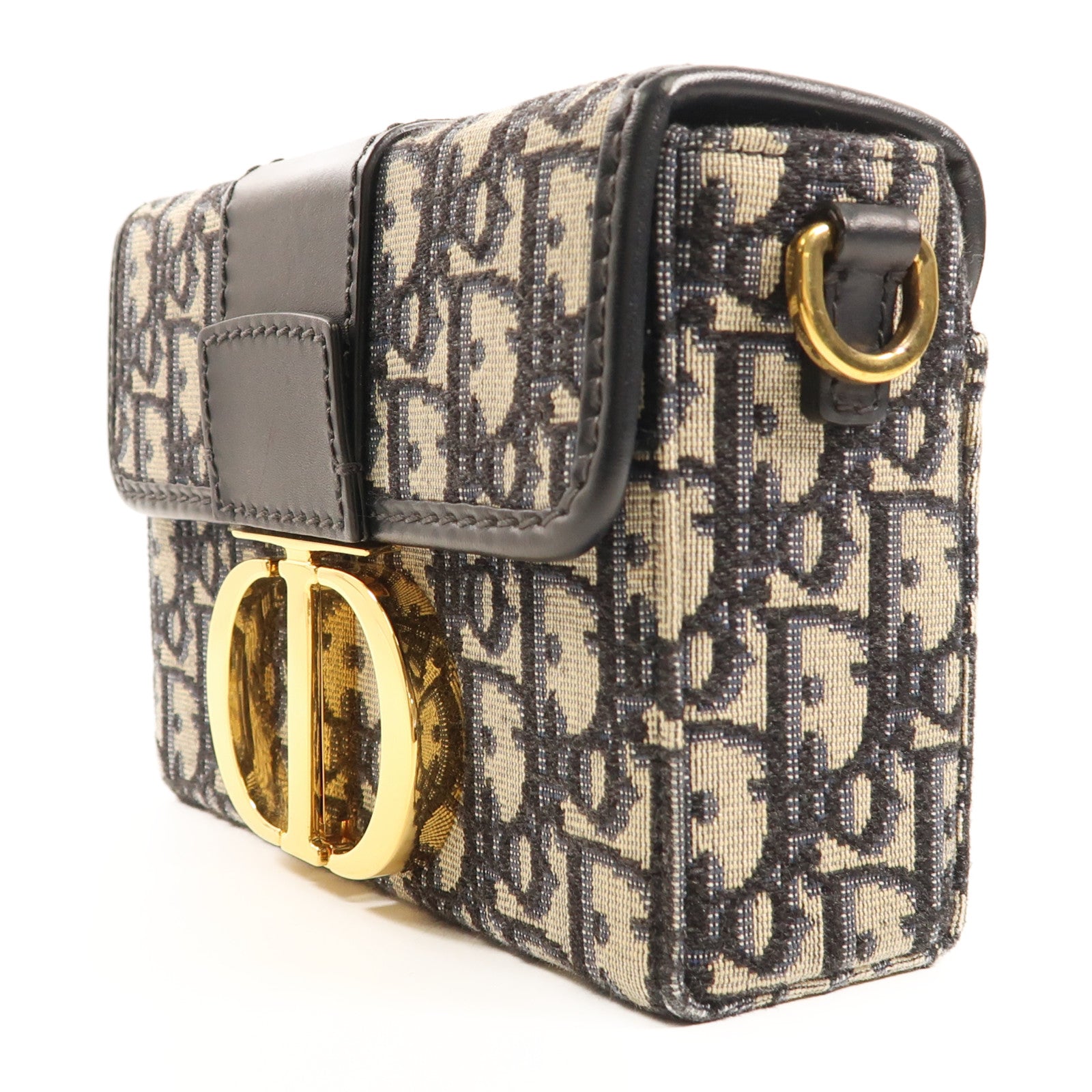 Dior CD GHW Montaigne 30 Shoulder Bag Canvas/Calfskin Navy/Beige