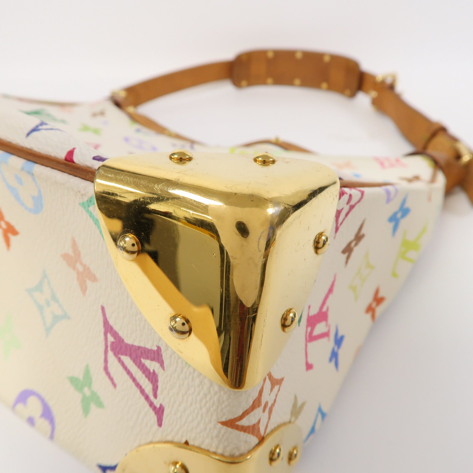 LOUIS VUITTON Monogram Multicolore Boulogne金扣肩背袋白色