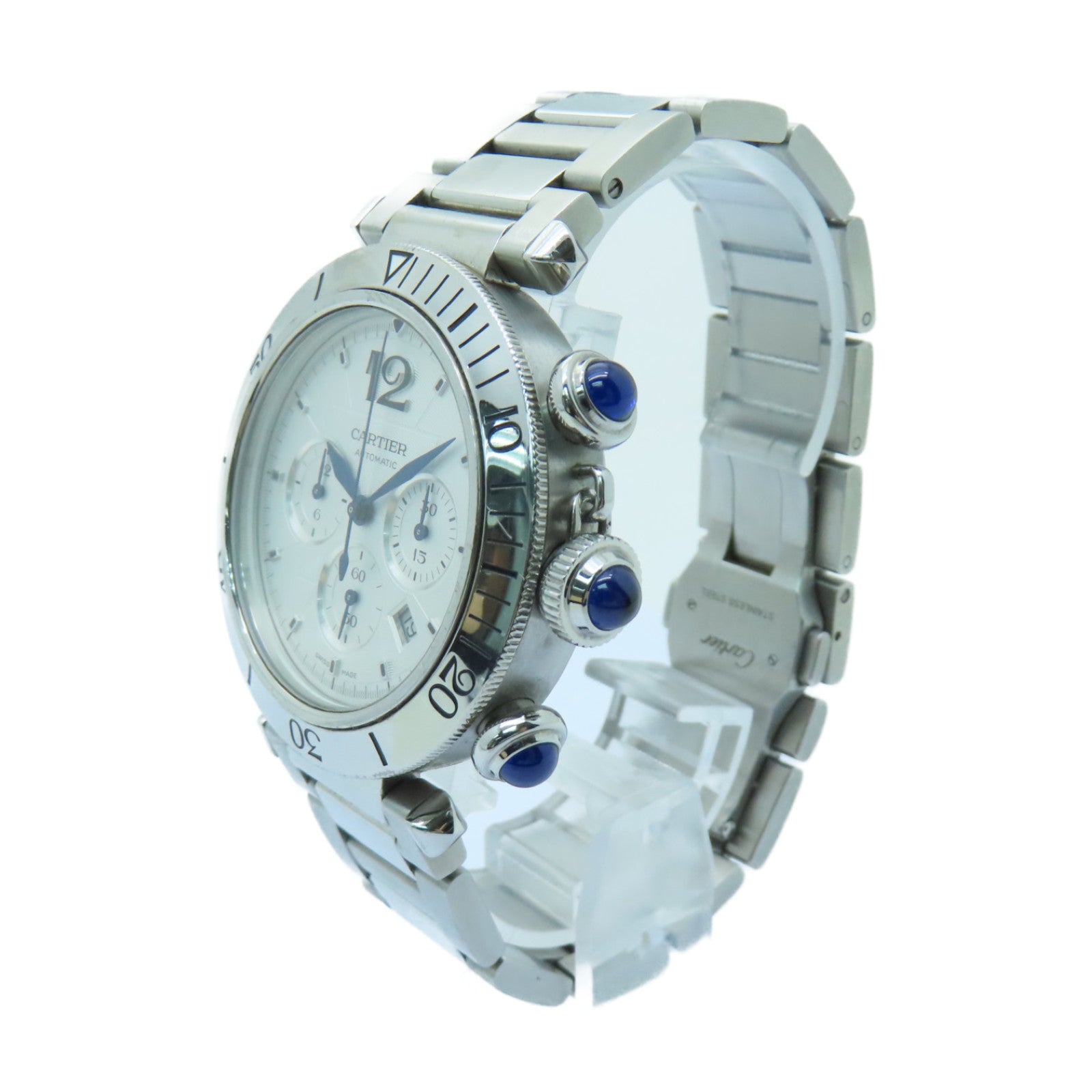 CARTIER 不銹鋼Pasha De Cartier手錶白色#18.5cm