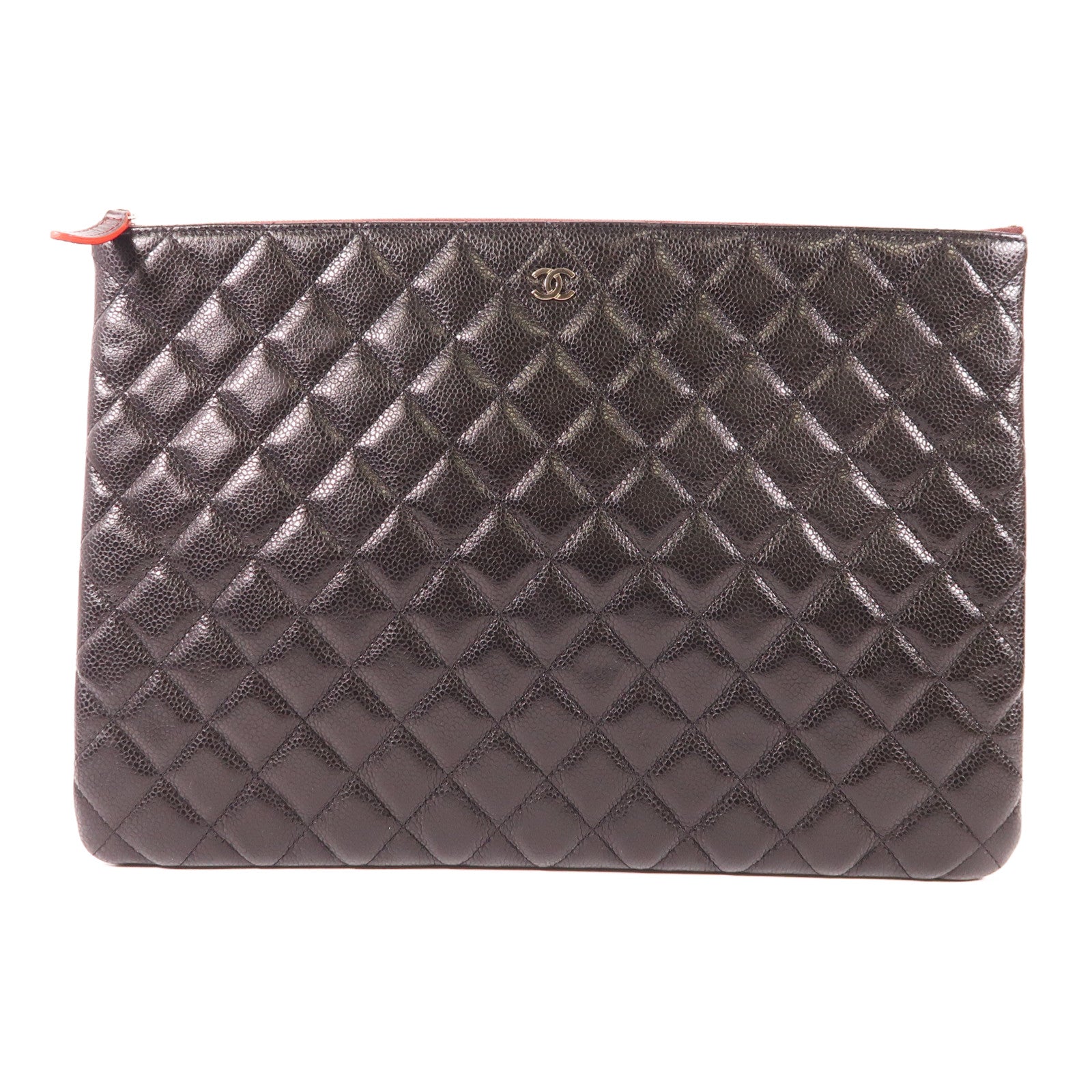 CHANEL 【激減優惠】牛皮皮革Pouch銀扣手拿包