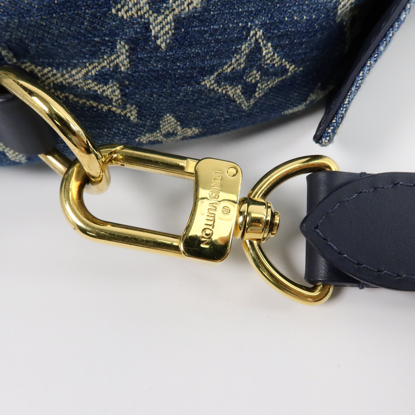 LOUIS VUITTON Monogram Denim/Taurillon Japanese Cruiser手挽肩背兩用袋