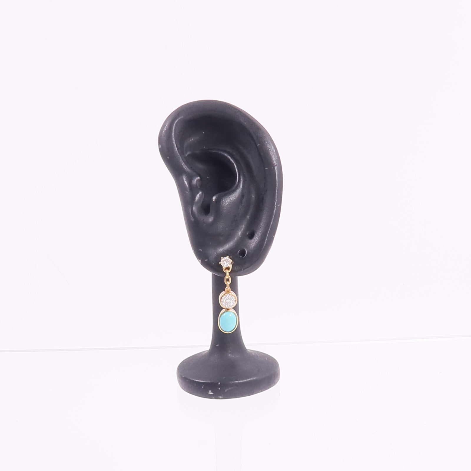 JEWELRY 18K黃金/白金Turquoise Diamond Earrings綠松石/鑽石耳環