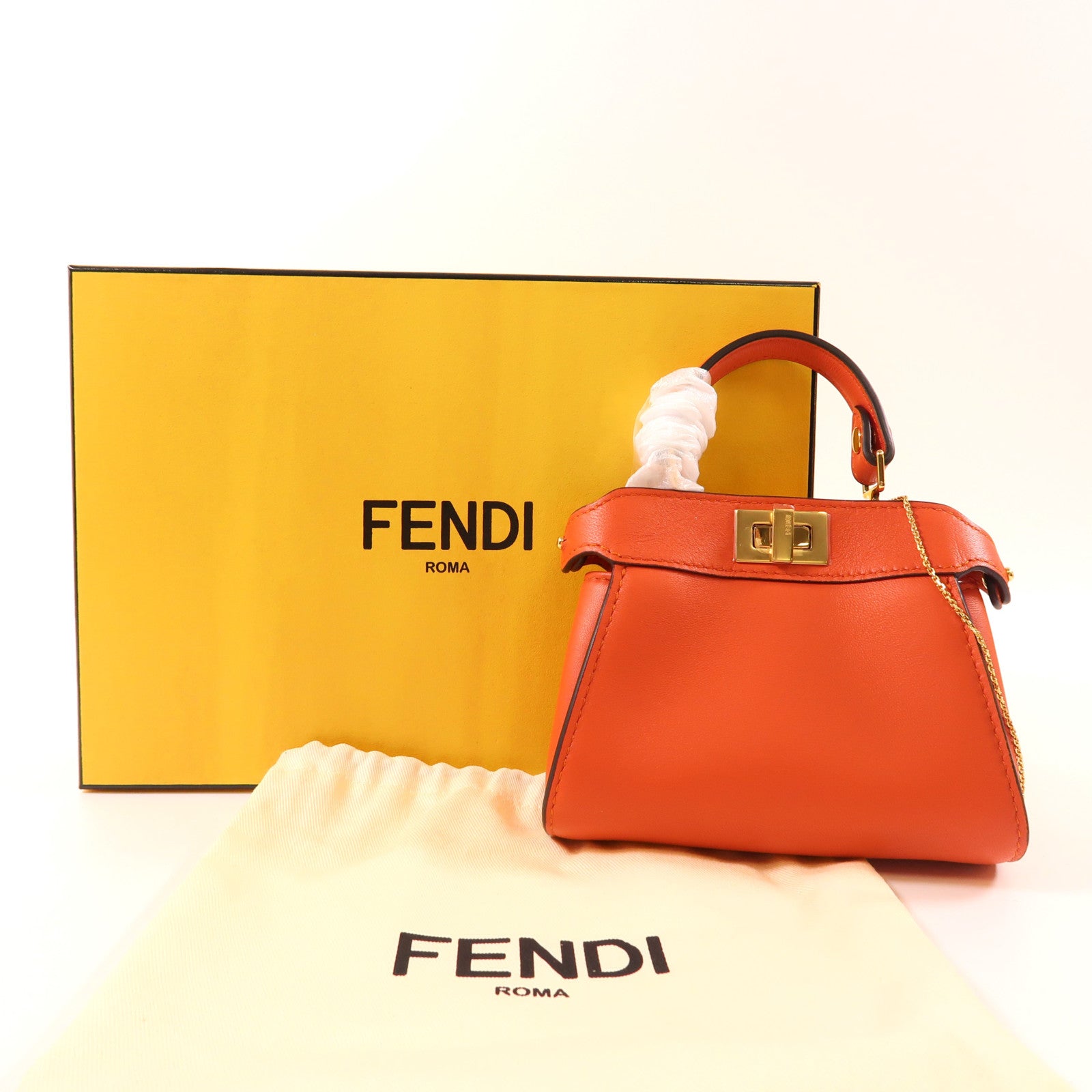 FENDI 羊皮皮革Nano Peekaboo金扣手挽肩背兩用袋