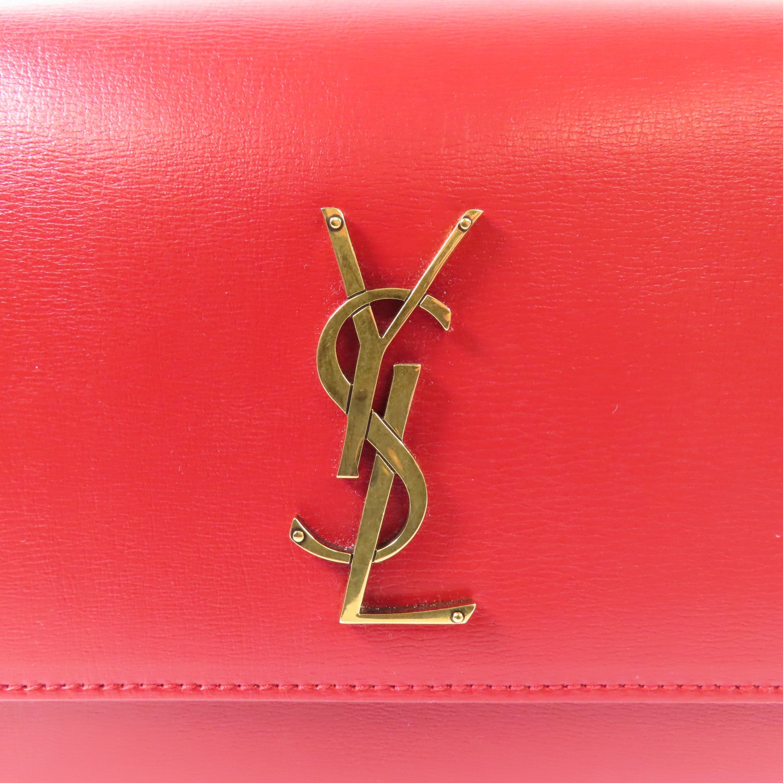 SAINT LAURENT 牛皮皮革Chain Shoulder金扣鏈帶肩背袋紅色