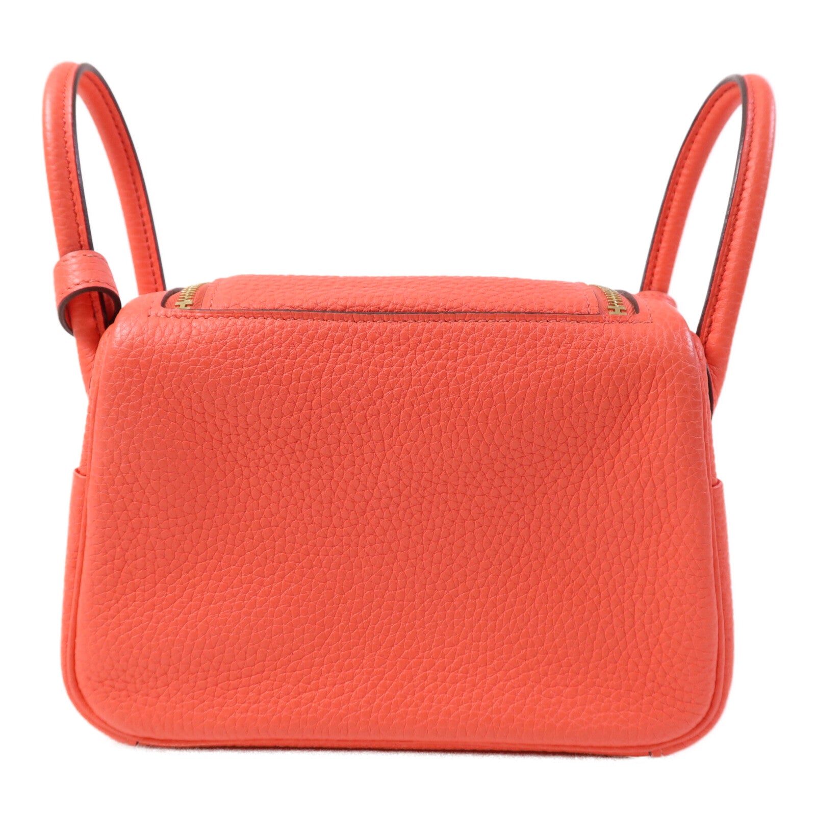 HERMES Clemence皮革Mini Lindy金扣手挽肩背兩用袋Rose Texas