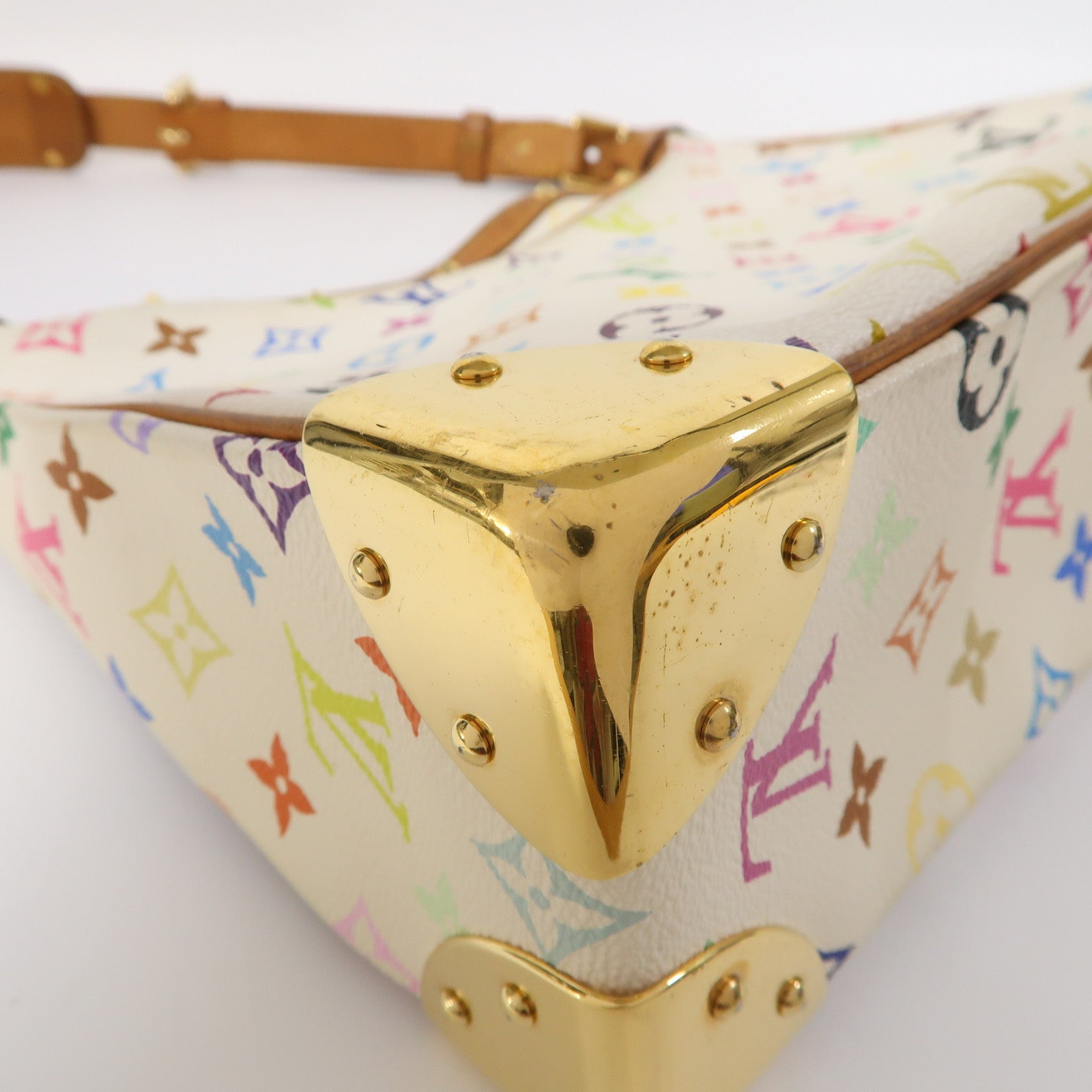 LOUIS VUITTON Monogram Multicolore Boulogne金扣肩背袋白色