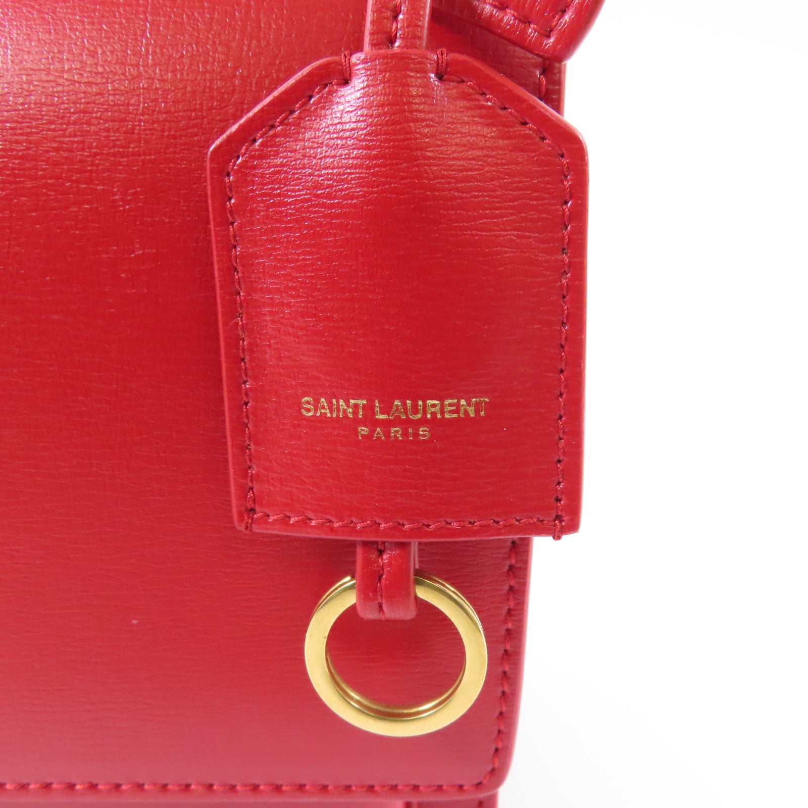 SAINT LAURENT 牛皮皮革Chain Shoulder金扣鏈帶肩背袋紅色