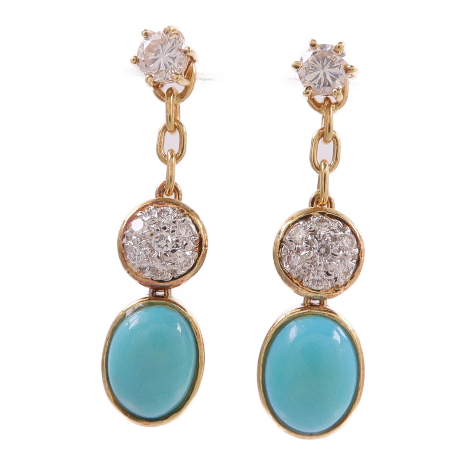 JEWELRY 18K黃金/白金Turquoise Diamond Earrings綠松石/鑽石耳環