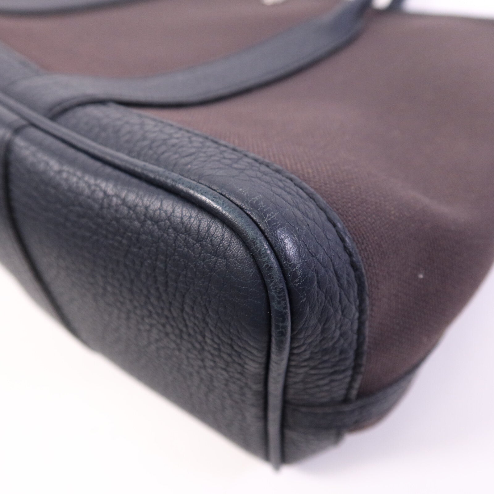 HERMES 帆布Garden Party TPM銀扣手挽袋Bleu Nuit/Ebene