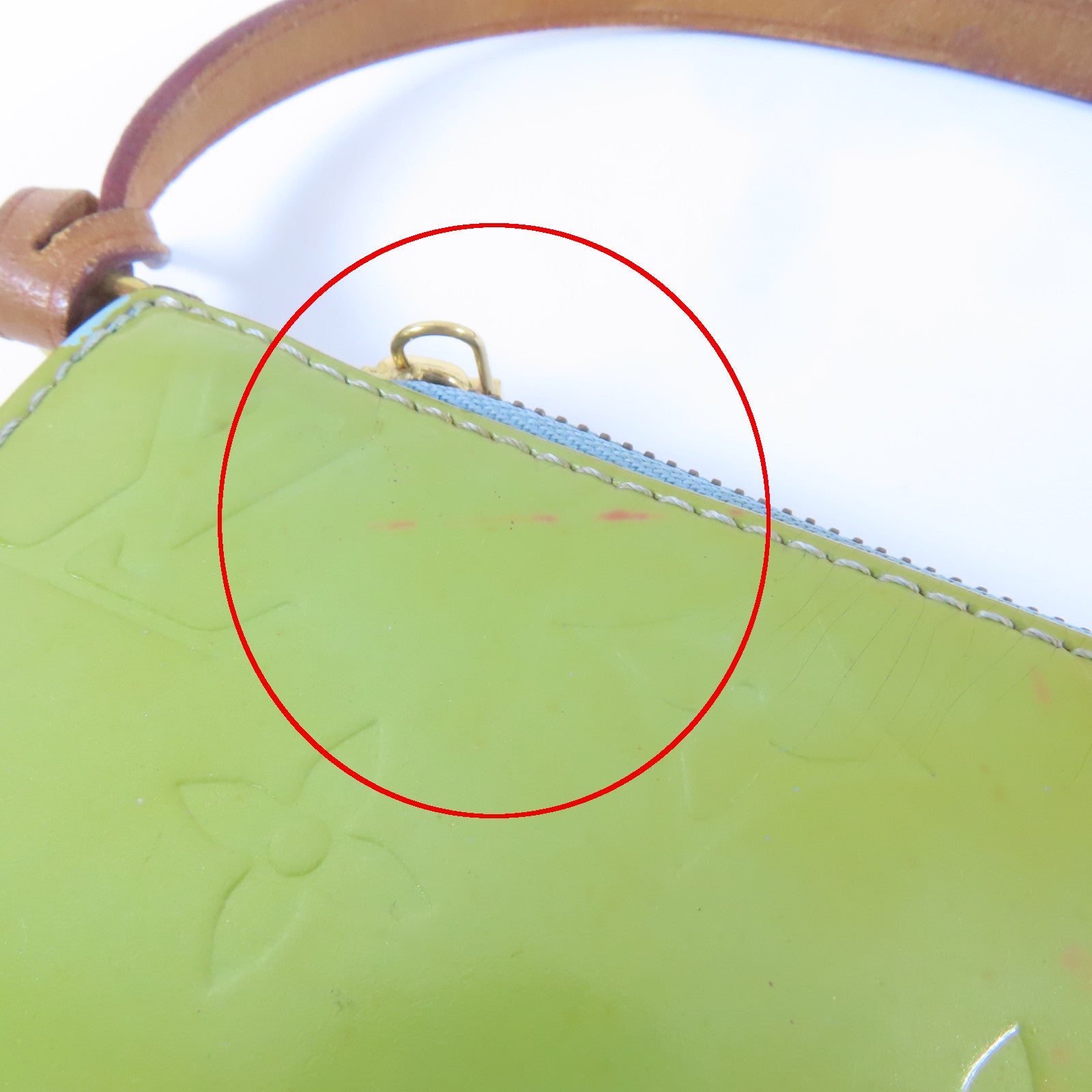 LOUIS VUITTON Monogram Vernis Pochette Accessories Tote Bag金扣手挽袋綠色