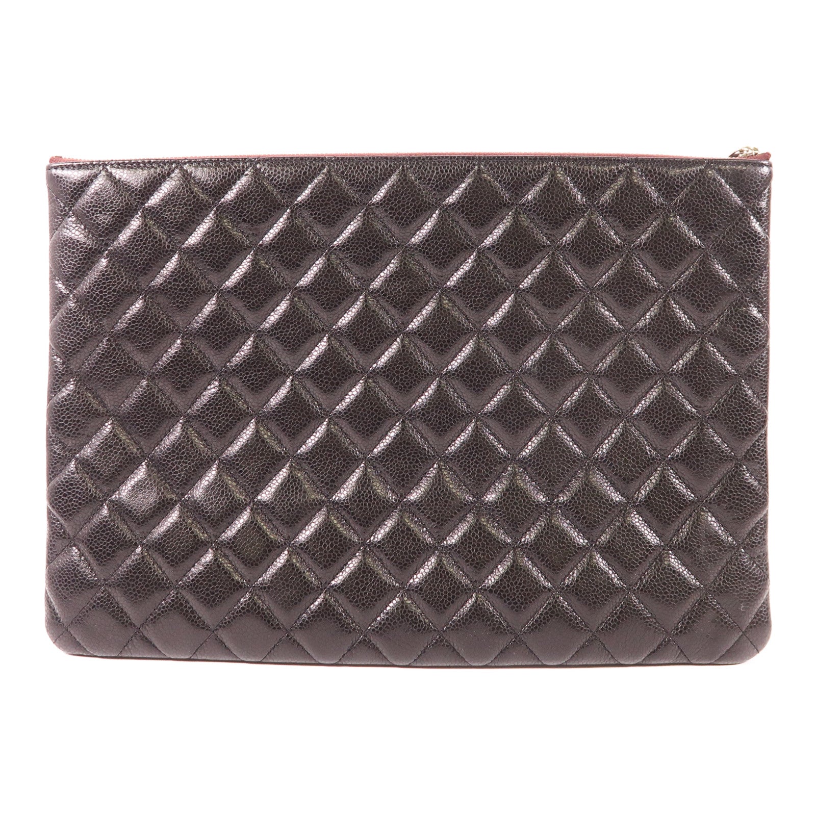 CHANEL 牛皮皮革Pouch銀扣手拿包