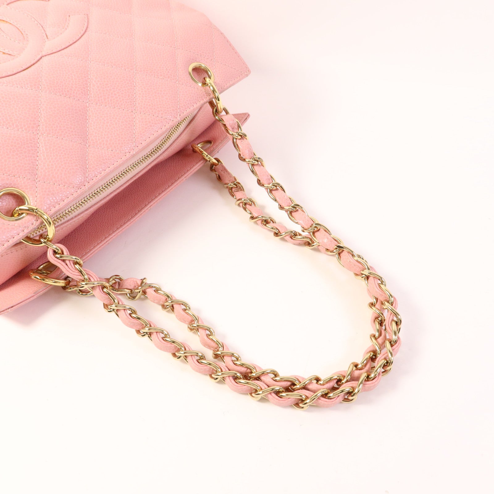 CHANEL 牛皮皮革Petite Timeless Tote Bag金扣鏈帶肩背袋