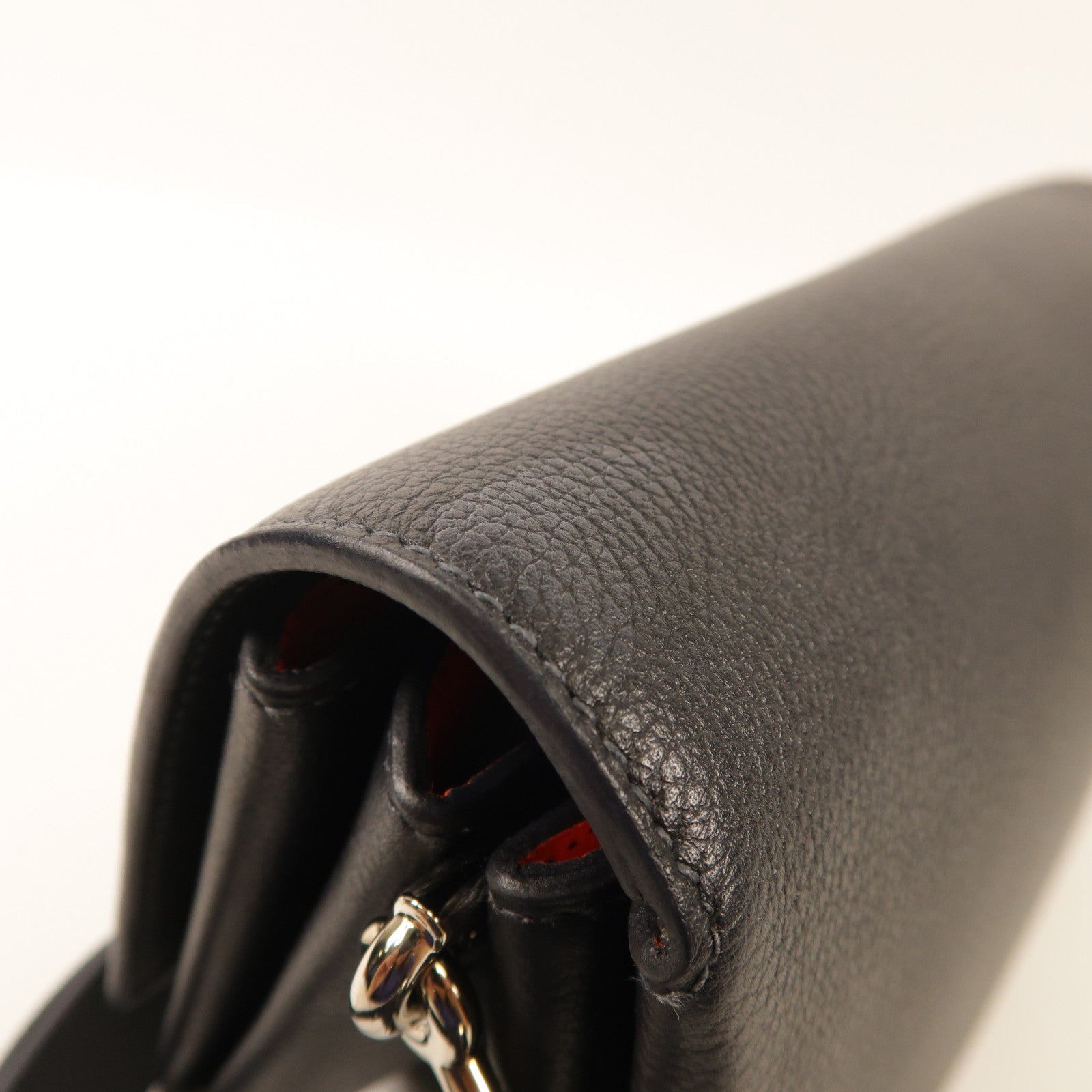 HERMES PHW Opli 24 Shoulder Bag Clemence Leather Black
