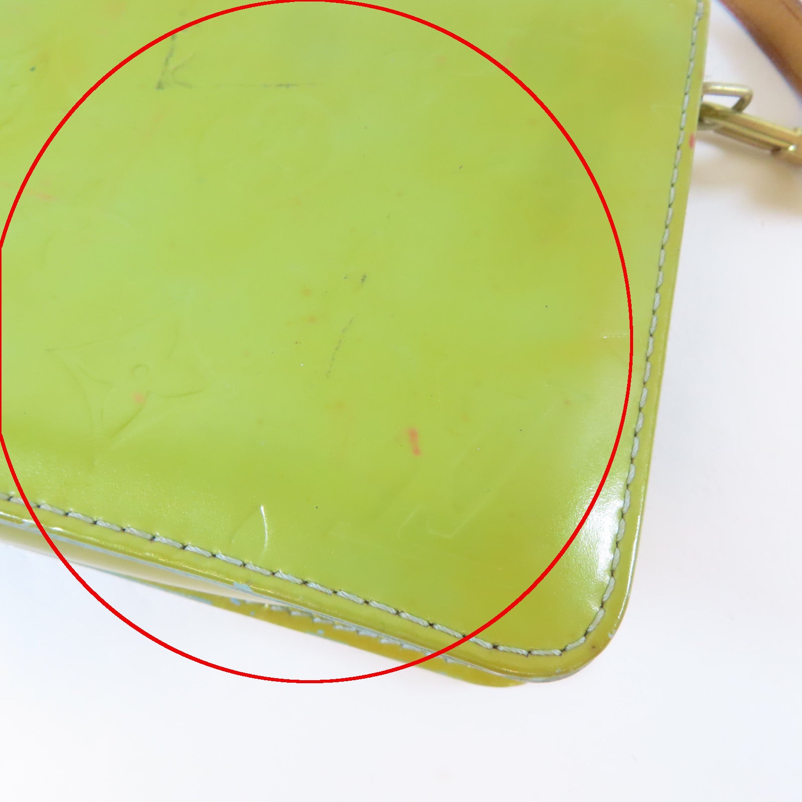 LOUIS VUITTON Monogram Vernis Pochette Accessories Tote Bag金扣手挽袋綠色