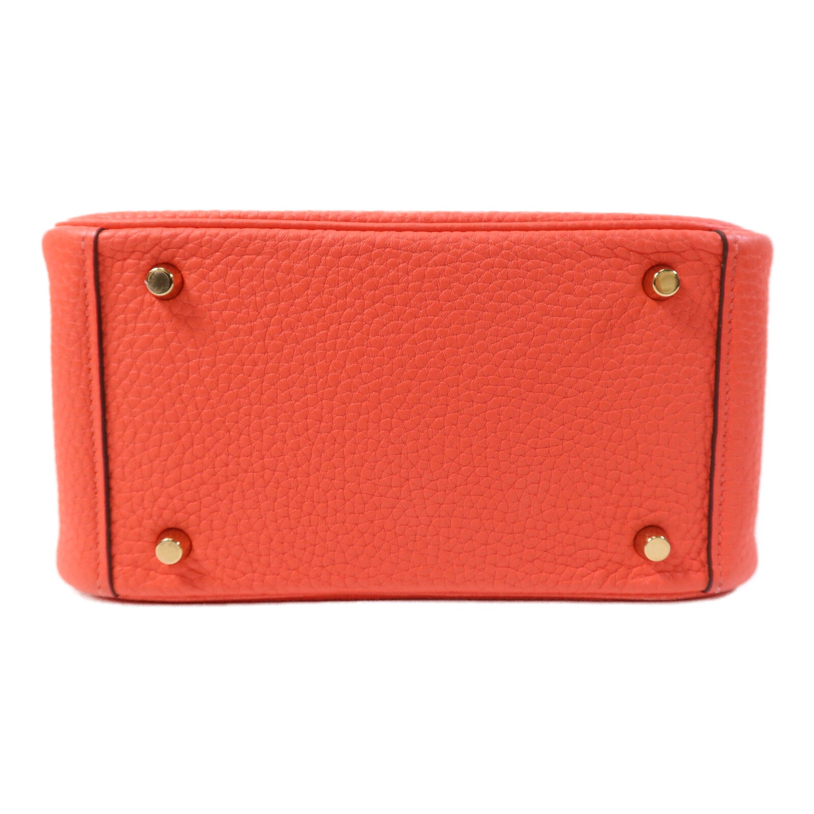 HERMES Clemence皮革Mini Lindy金扣手挽肩背兩用袋Rose Texas