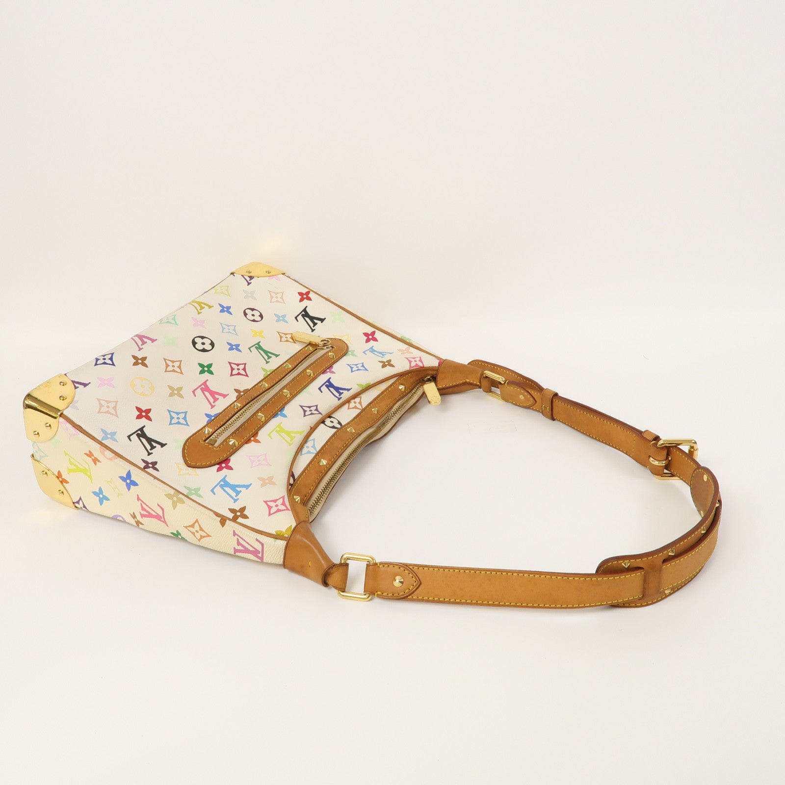 LOUIS VUITTON Monogram Multicolore Boulogne金扣肩背袋白色