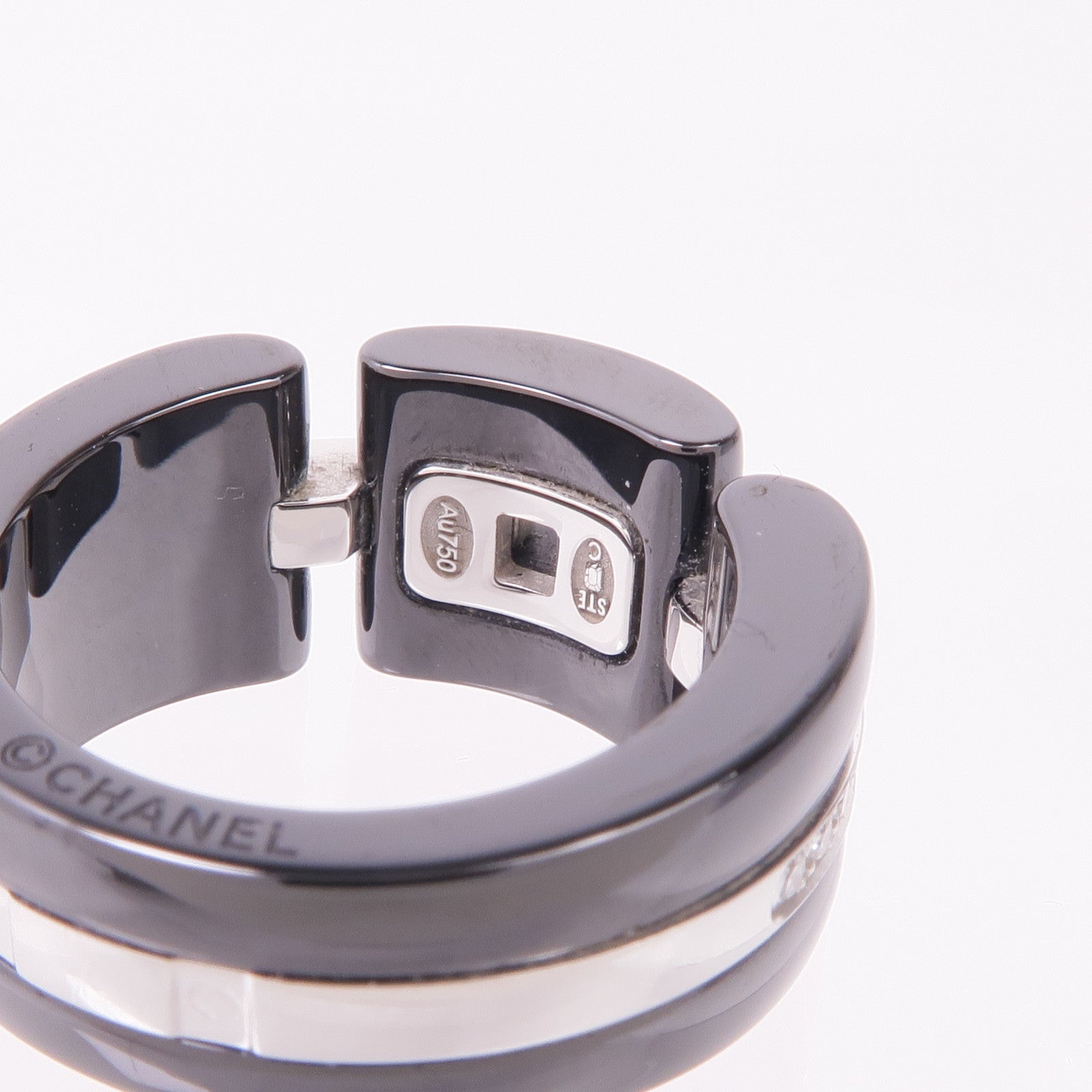 CHANEL 18K白金/陶瓷Ultra Ring鑽石戒指US#6.25