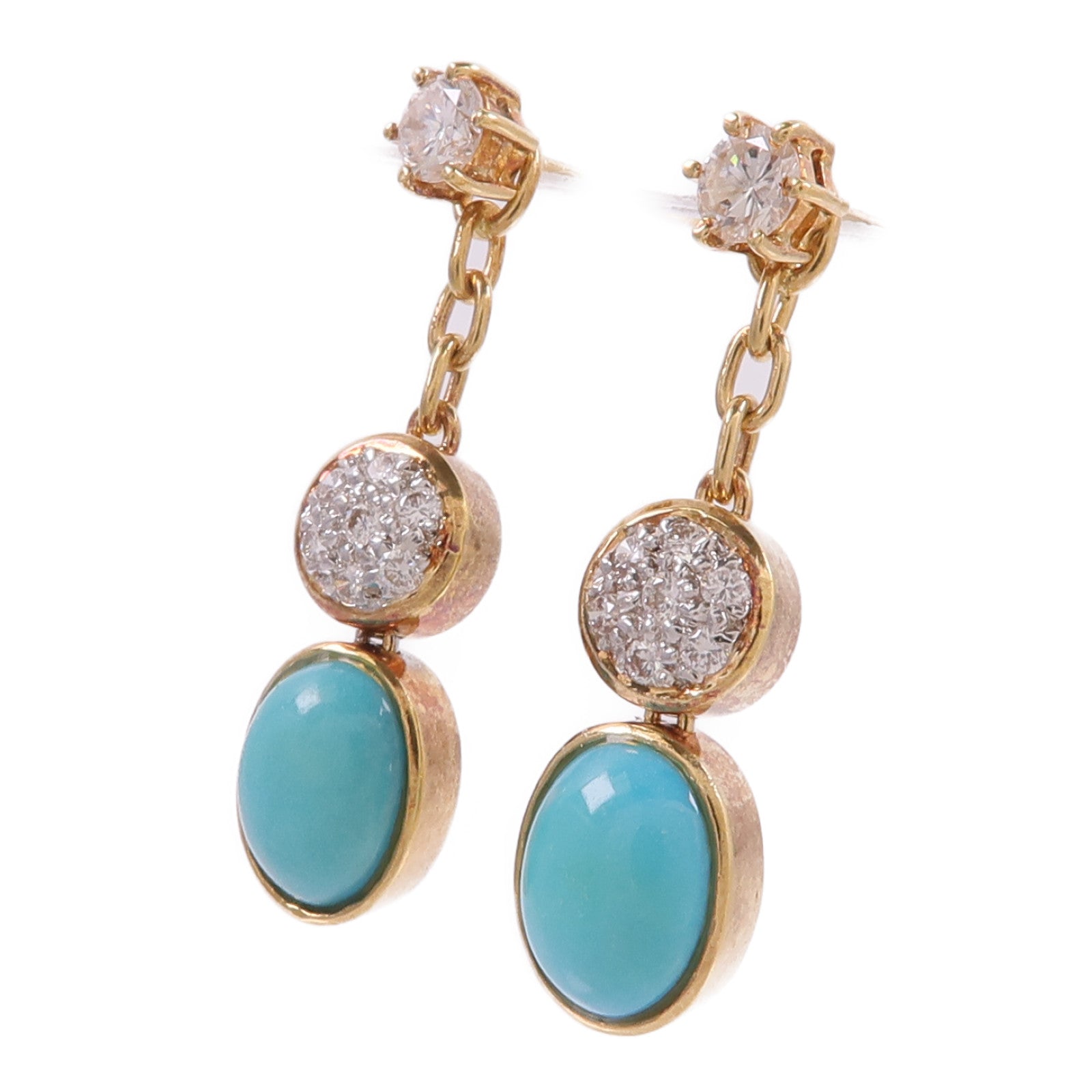 JEWELRY 18K黃金/白金Turquoise Diamond Earrings綠松石/鑽石耳環