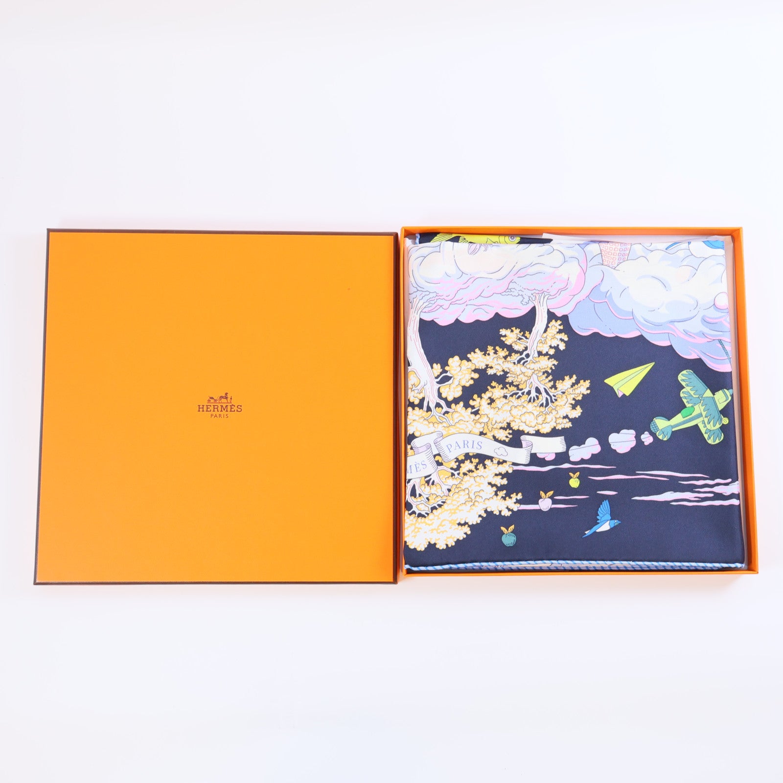 HERMES 絲質Scarf絲巾彩色