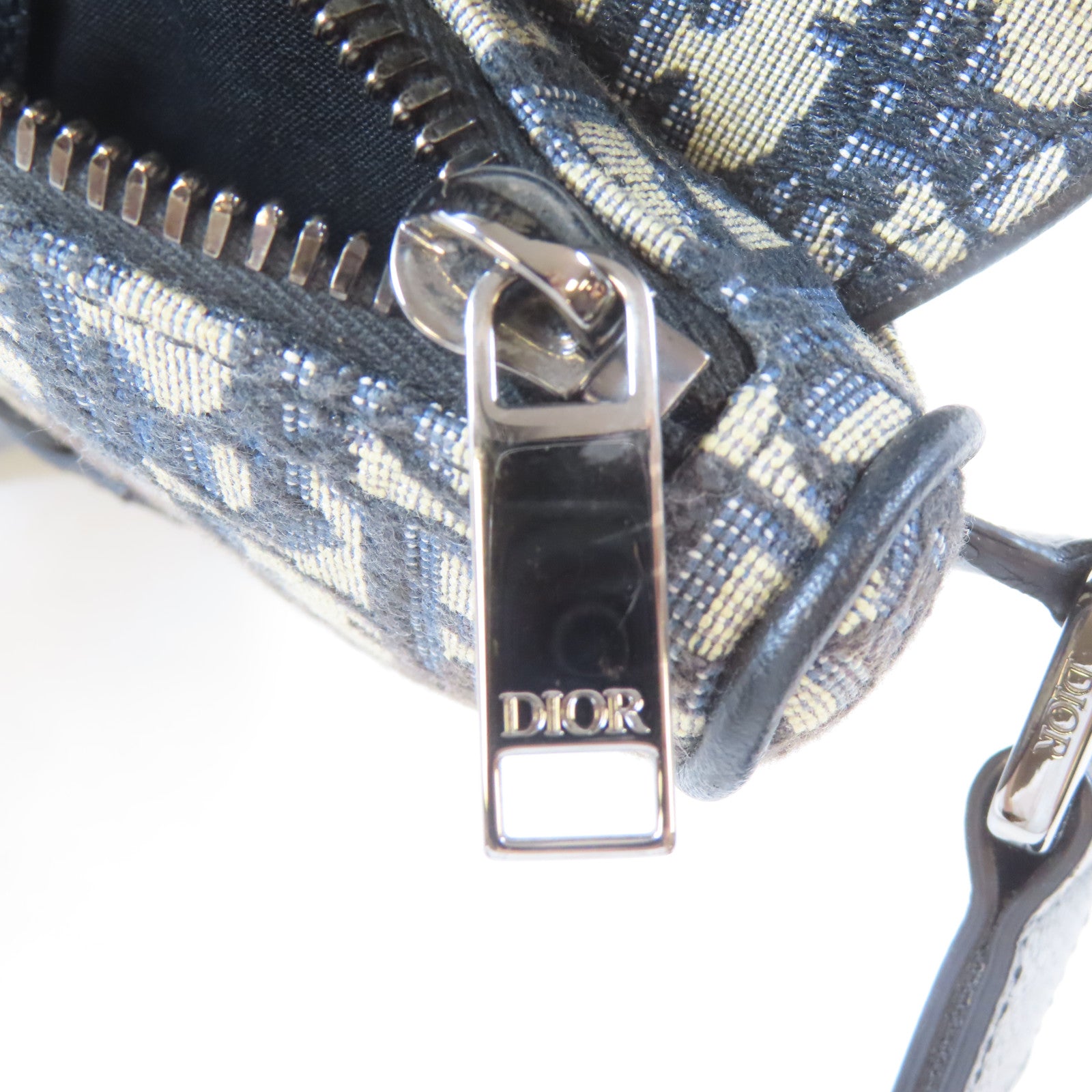 Dior 【激減優惠】帆布Saddle Oblique Jacquard銀扣肩背袋淺褐色/藍色