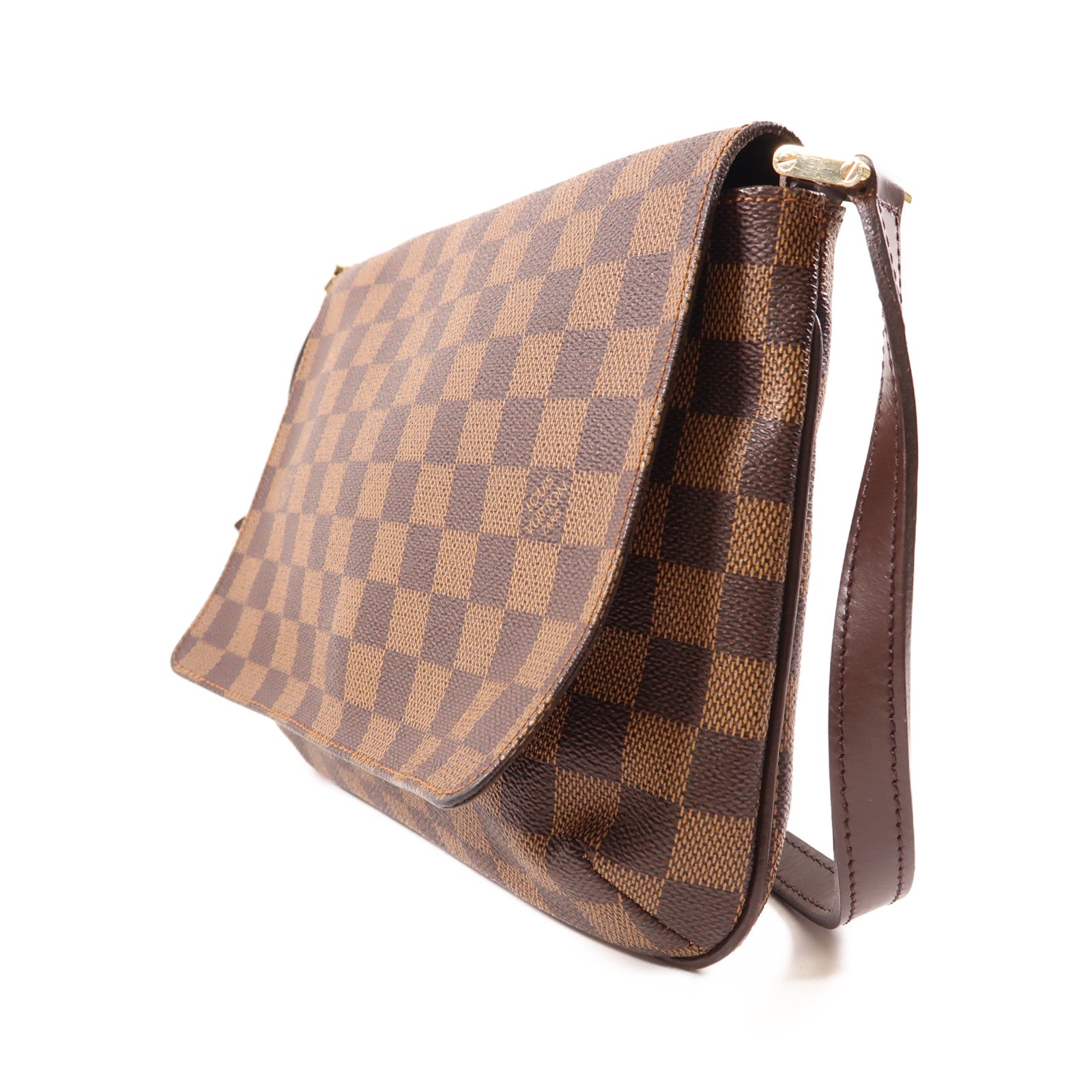 LOUIS VUITTON Damier Musette Tango金扣肩背袋棕色