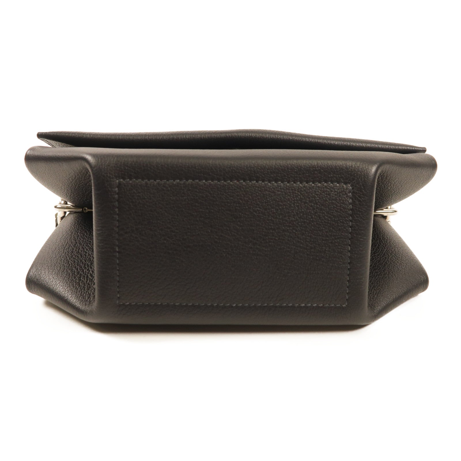 HERMES PHW Opli 24 Shoulder Bag Clemence Leather Black