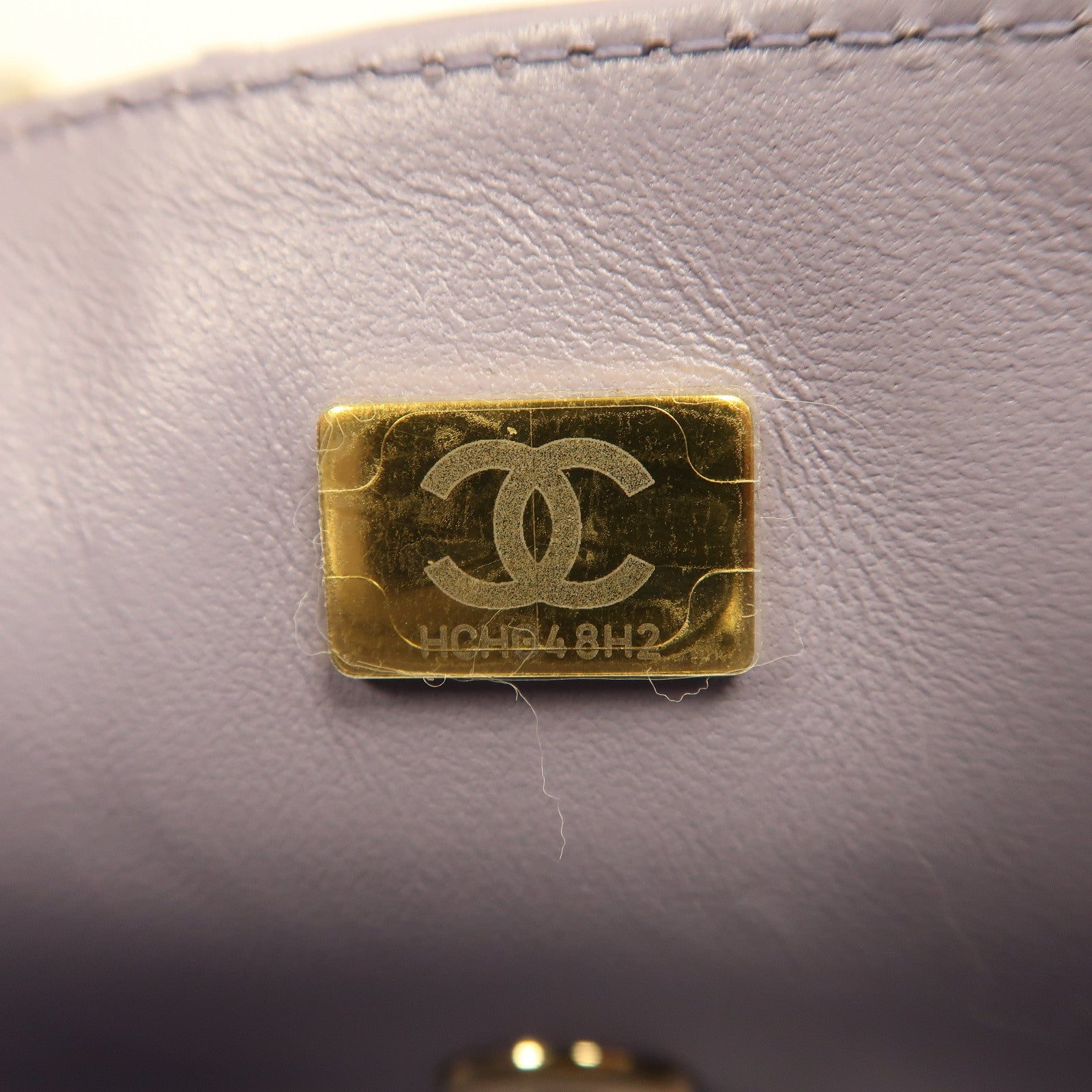 CHANEL 菱格羊皮皮革Mini Flap with Top Handle金扣手挽肩背兩用袋紫色