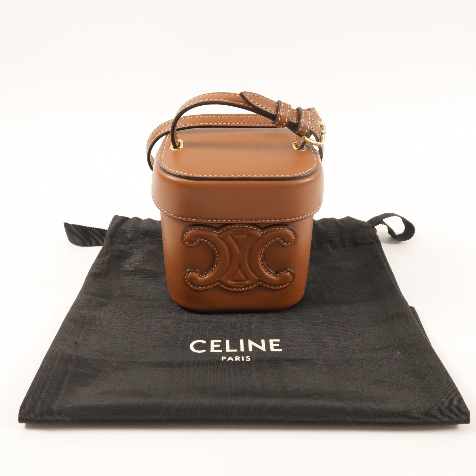 CELINE 【激減優惠】牛皮皮革Cuir Triomphe Box Small金扣肩背袋