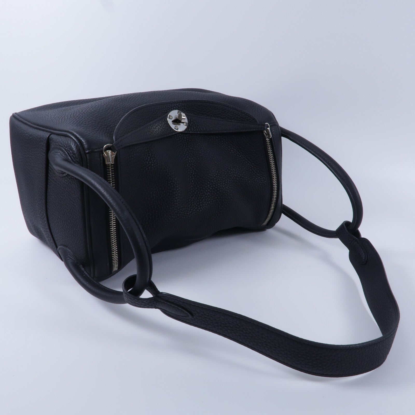 HERMES Clemence皮革Lindy 30手挽肩背兩用袋Noir