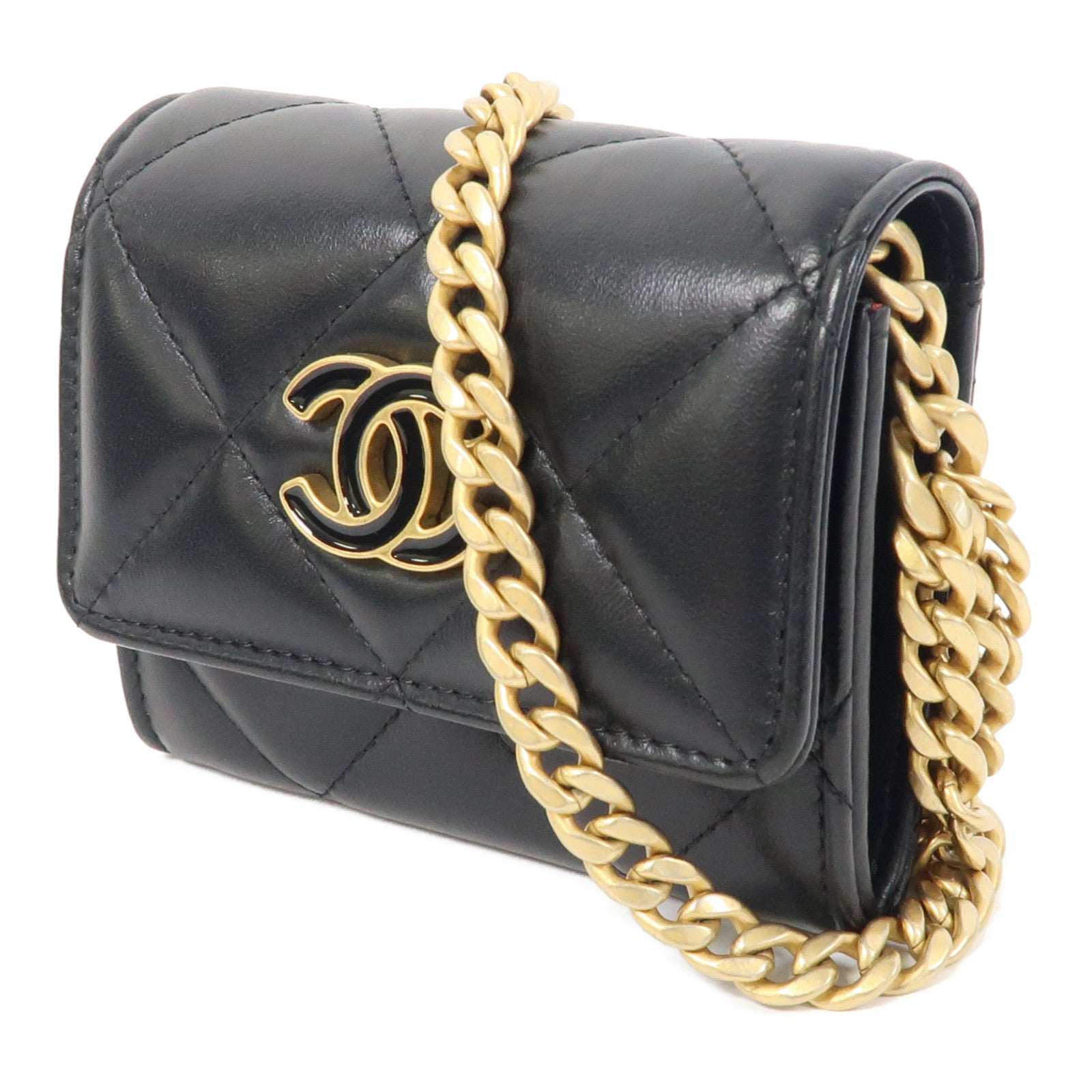 CHANEL 菱格羊皮皮革Chain Shoulder Bag金扣鏈帶肩背袋鏈帶肩背袋