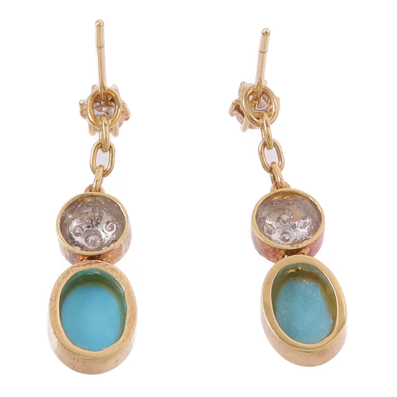 JEWELRY 18K黃金/白金Turquoise Diamond Earrings綠松石/鑽石耳環