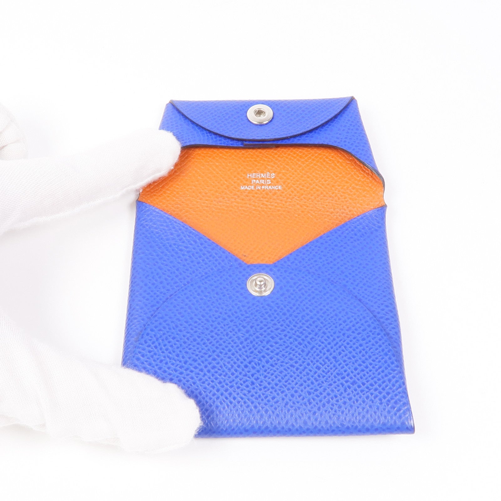 HERMES Epsom皮革Bastia銀扣零錢包