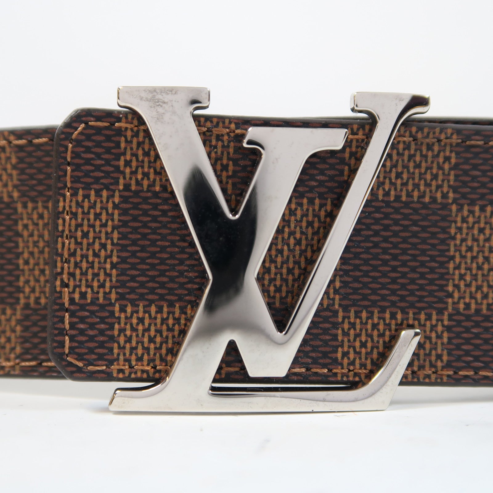 LOUIS VUITTON Damier Ebene Initiales 40mm Belt銀扣皮帶啡色