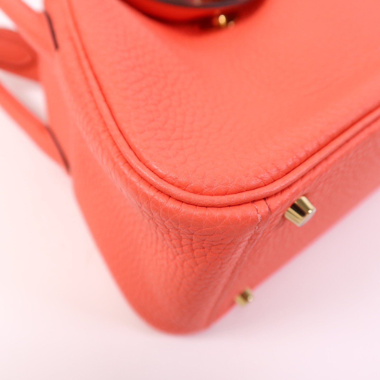 HERMES 【激減優惠】Clemence皮革Mini Lindy金扣手挽肩背兩用袋Rose Texas